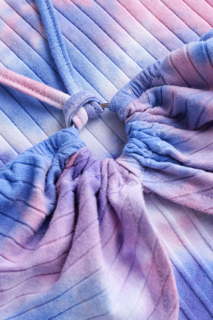 Blue Tie Dye Halter Neck Midi Dress - Y2K Aesthetic Summer Fashion for Trendy Outfits Blue Tie Dye Halter Neck Midi Dress - Y2K Aesthetic Summer Fashion for Trendy Outfits