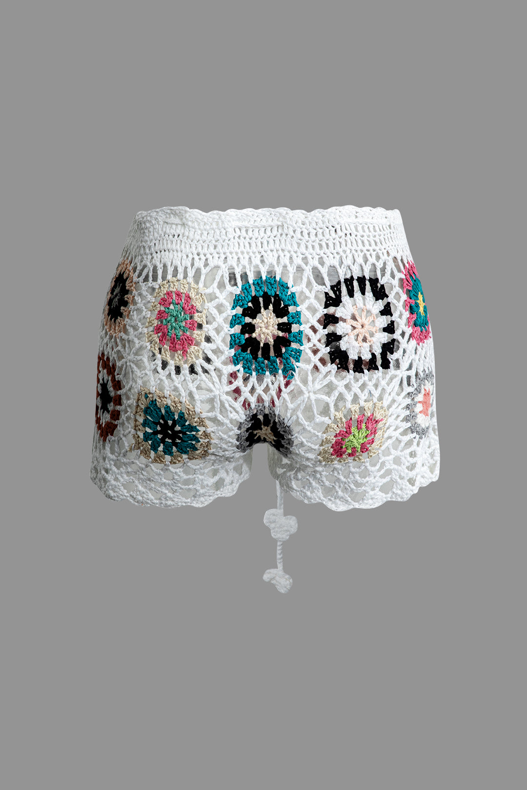 Bohemian Pattern Knit Tie Halter Cami Top with Hollow Out Shorts Set for Aesthetic Outfits Bohemian Pattern Knit Tie Halter Cami Top with Hollow Out Shorts Set for Aesthetic Outfits