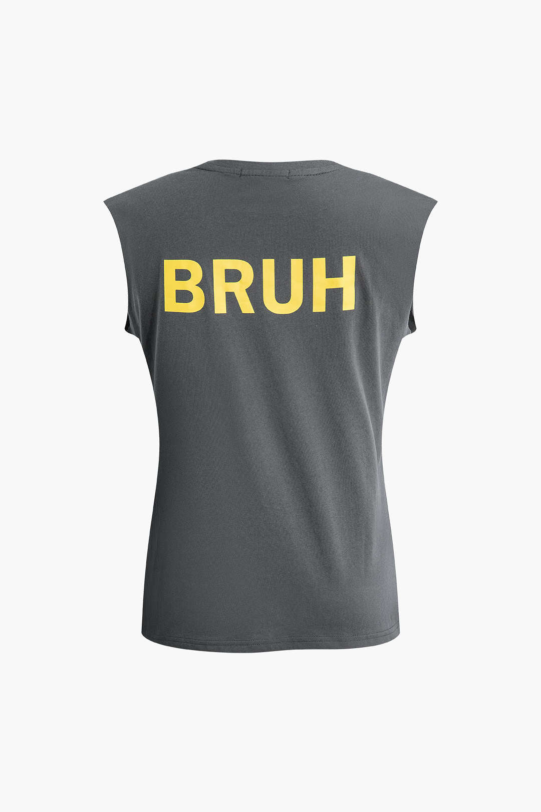 Bruh Print Y2K Sleeveless T-Shirt - Trendy Grunge Aesthetic Top for Casual Outfits Bruh Print Y2K Sleeveless T-Shirt - Trendy Grunge Aesthetic Top for Casual Outfits