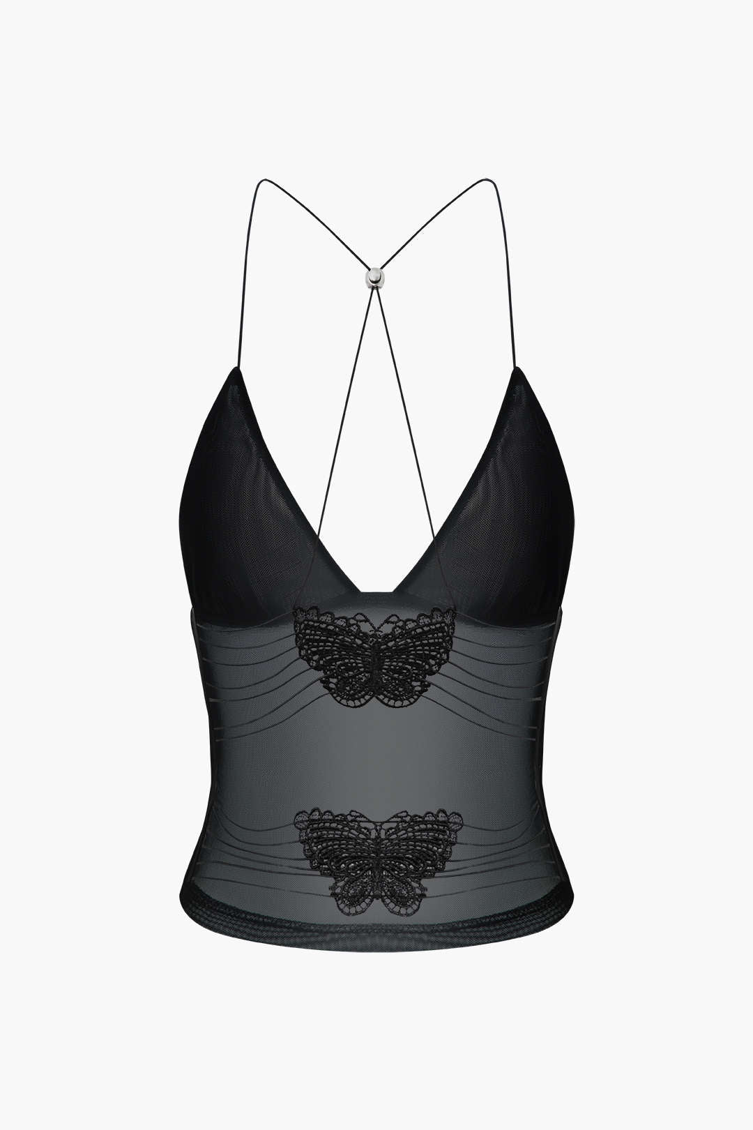 Butterfly Embroidery Sheer Mesh Cami Top - Y2K Aesthetic Cute Crop Top for Stylish Outfits Butterfly Embroidery Sheer Mesh Cami Top - Y2K Aesthetic Cute Crop Top for Stylish Outfits