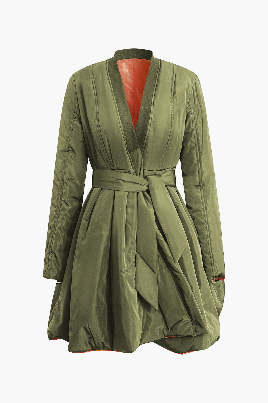 Chic Belted V-Neck Puffer Coat for Y2K Fashion Lovers and Coquette Aesthetic Enthusiasts Chic Belted V-Neck Puffer Coat for Y2K Fashion Lovers and Coquette Aesthetic Enthusiasts