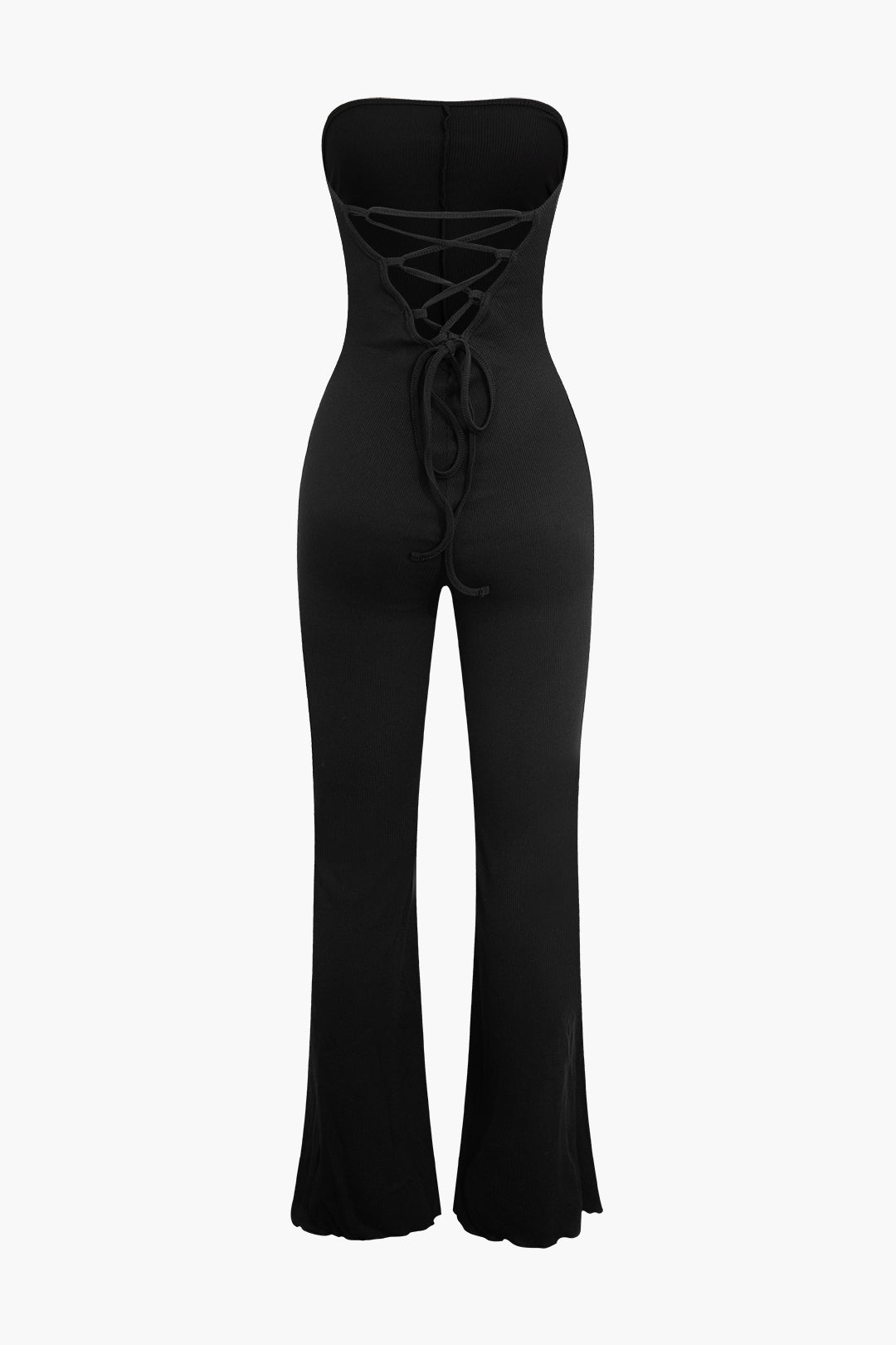 Chic Braided Tie Backless Strapless Flared Jumpsuit for Y2K Fashion Lovers Chic Braided Tie Backless Strapless Flared Jumpsuit for Y2K Fashion Lovers