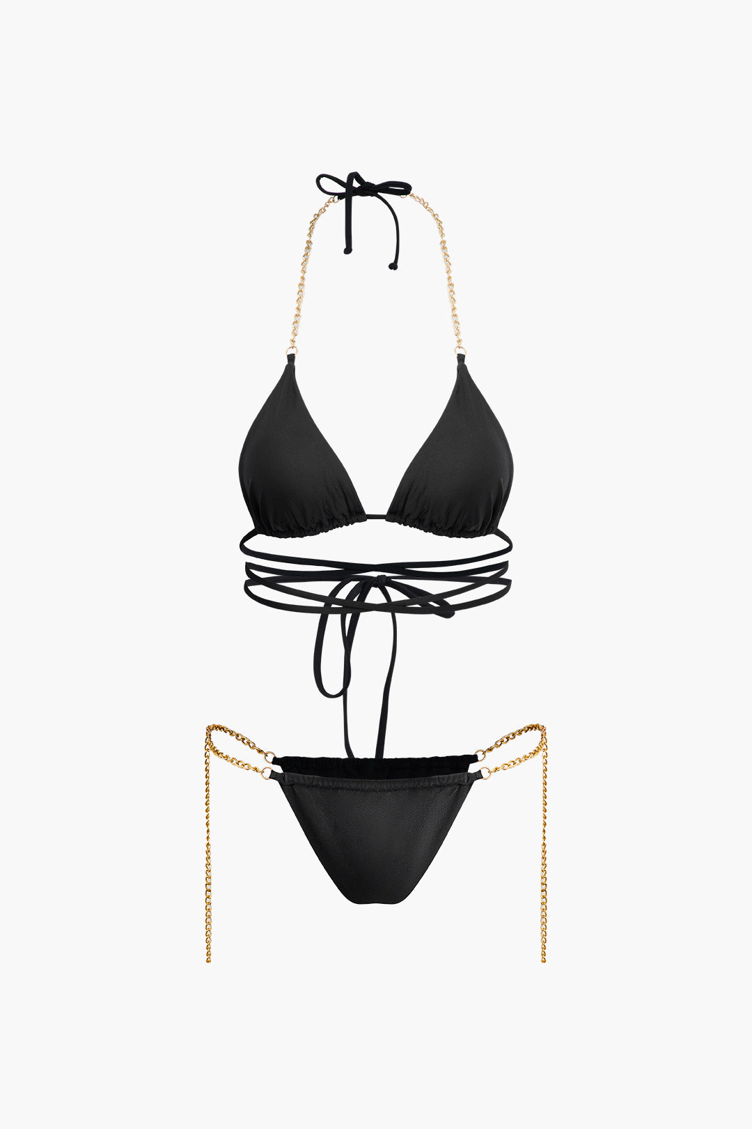 Chic Chain Strap Tie Halter 2-Piece Bikini Set for Y2K Aesthetic Summer Vibes Chic Chain Strap Tie Halter 2-Piece Bikini Set for Y2K Aesthetic Summer Vibes