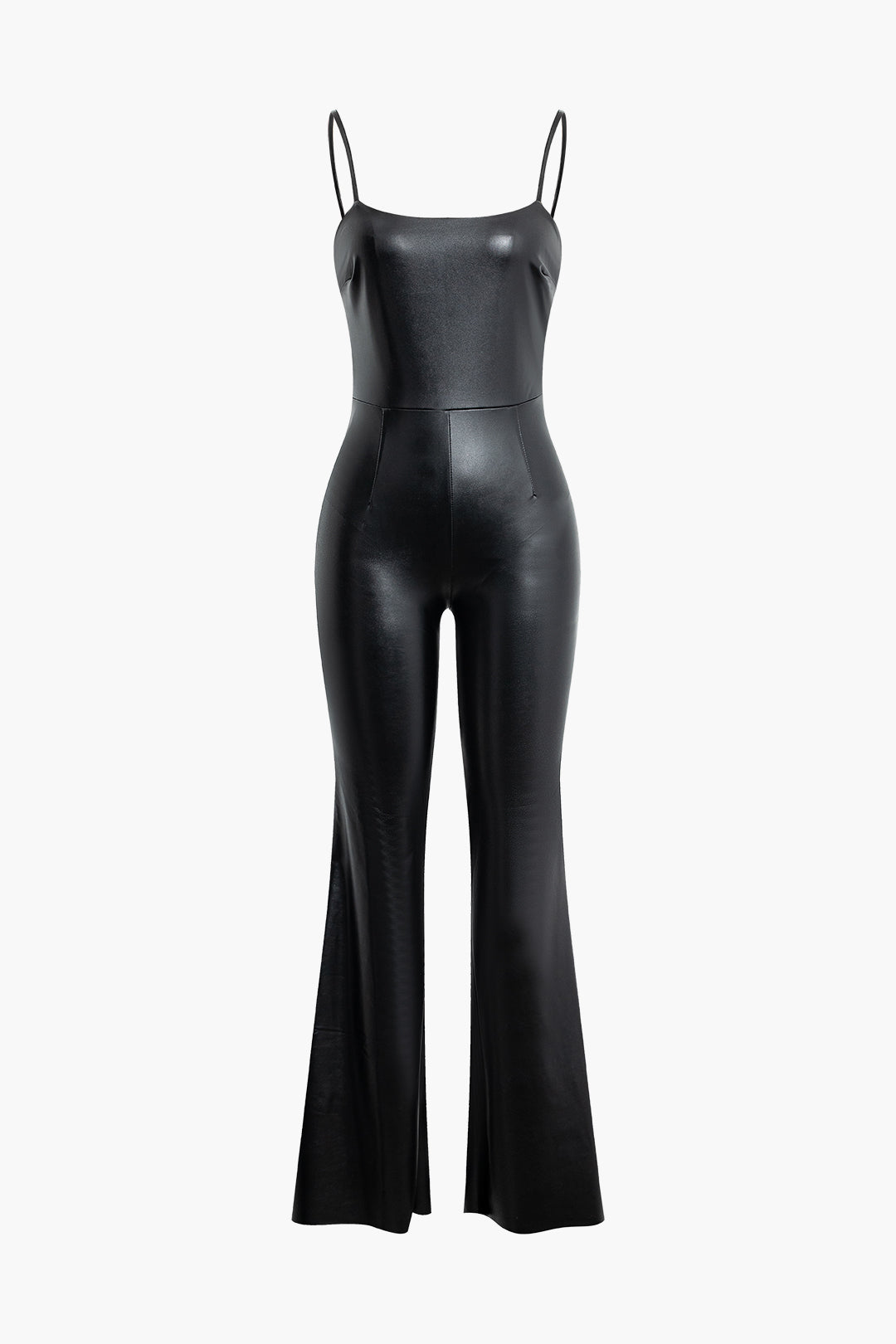 Chic Faux Leather Slip Jumpsuit for Y2K Aesthetic and Grunge Style Outfits