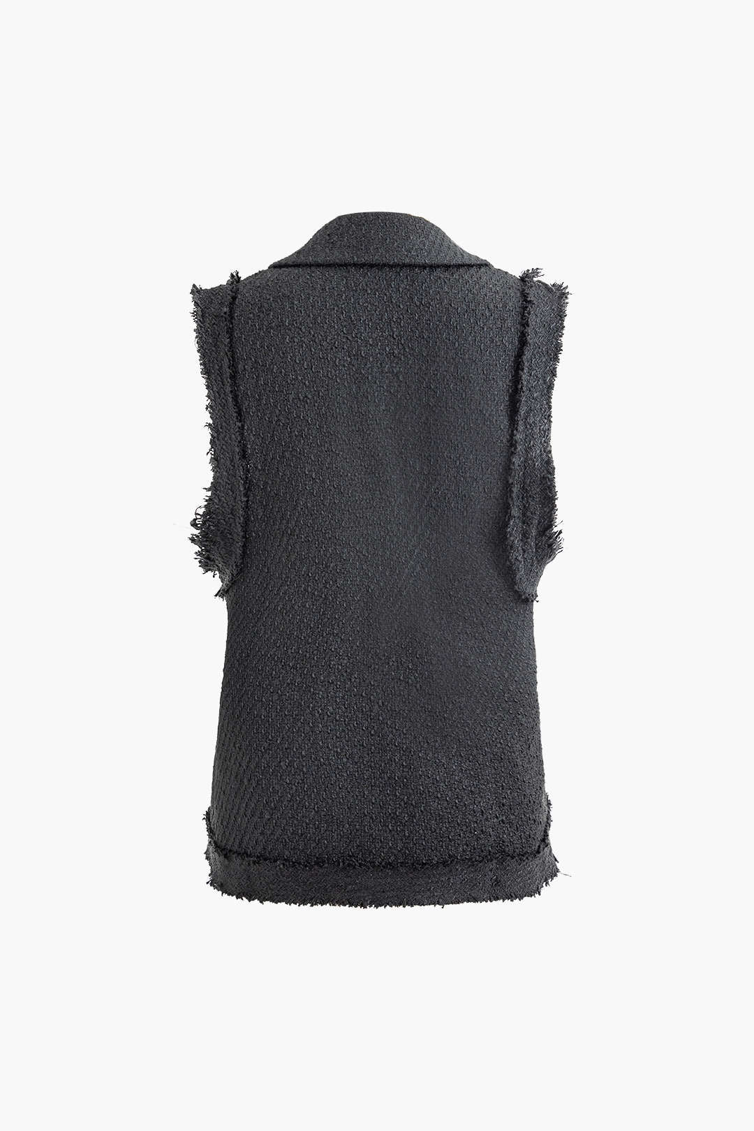 Chic Frayed Trim Textured Tweed Vest for Y2K Fashion and Coquette Aesthetic Outfits Chic Frayed Trim Textured Tweed Vest for Y2K Fashion and Coquette Aesthetic Outfits
