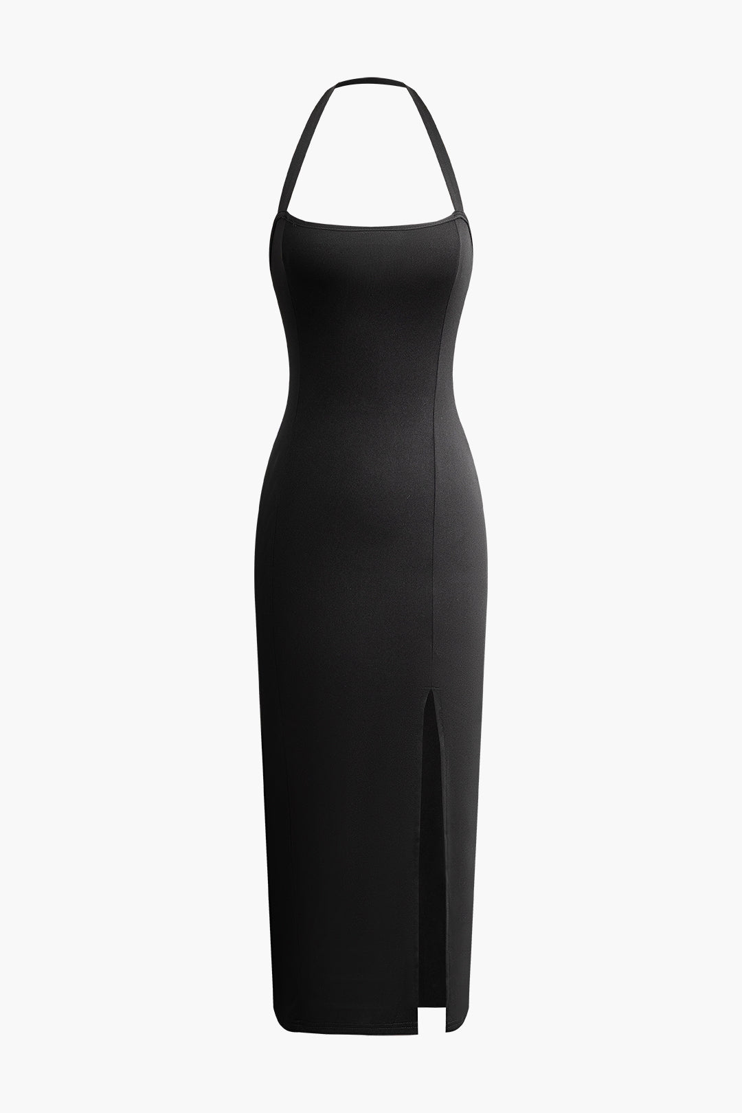 Chic Halter Backless Slit Midi Dress for Y2K Fashion Lovers and Coquette Aesthetic Enthusiasts Chic Halter Backless Slit Midi Dress for Y2K Fashion Lovers and Coquette Aesthetic Enthusiasts