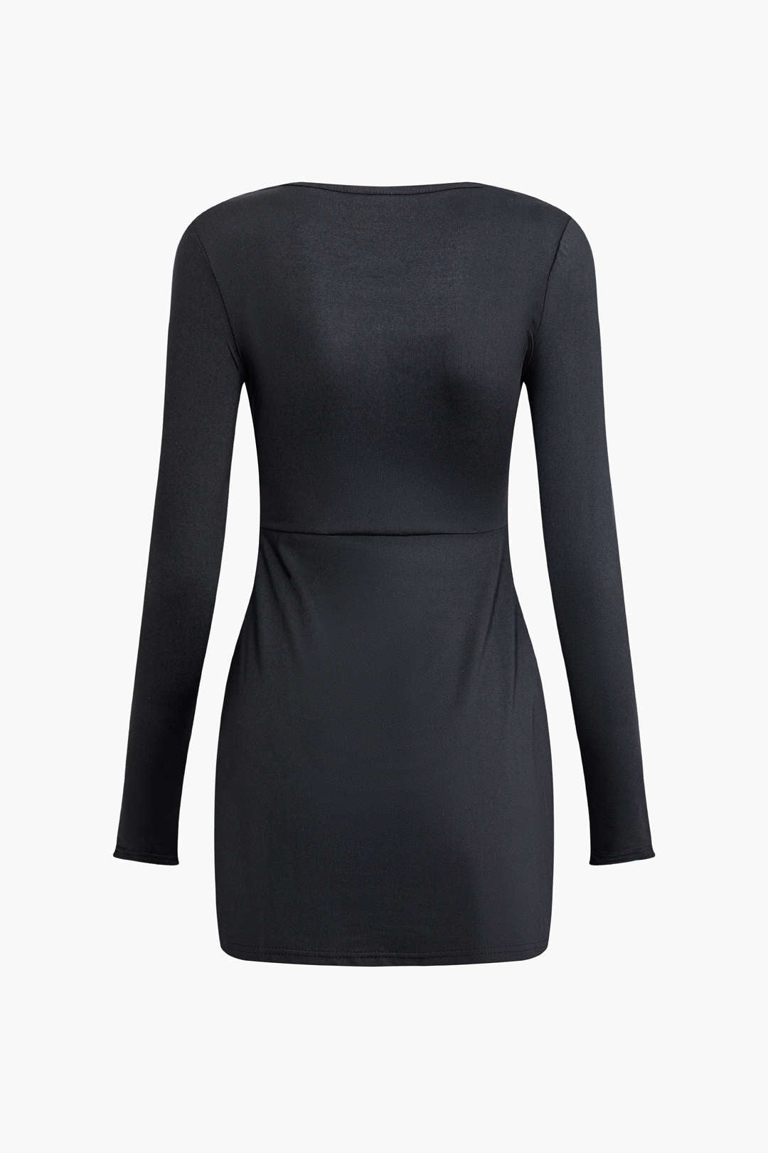 Chic Hooded Square Neck Slit Long Sleeve Mini Dress for Y2K and Coquette Aesthetic Chic Hooded Square Neck Slit Long Sleeve Mini Dress for Y2K and Coquette Aesthetic