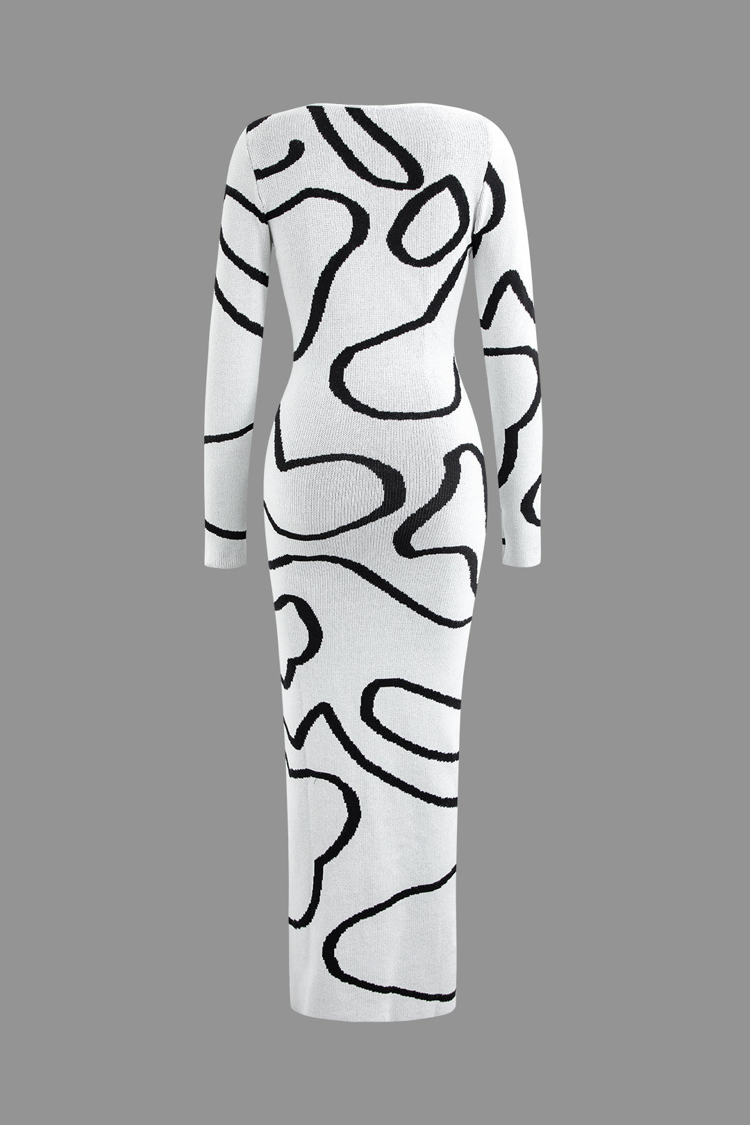 Chic Line Pattern Cut Out Slit Knit Maxi Dress for Y2K Aesthetic Fashion Lovers Chic Line Pattern Cut Out Slit Knit Maxi Dress for Y2K Aesthetic Fashion Lovers