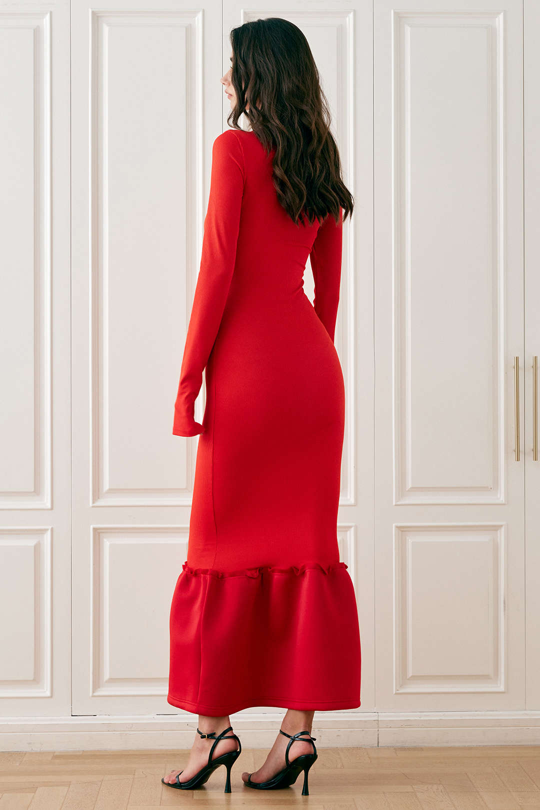 Chic Long Sleeve Mermaid Hem Maxi Dress for Y2K Fashion Lovers and Coquette Aesthetic Chic Long Sleeve Mermaid Hem Maxi Dress for Y2K Fashion Lovers and Coquette Aesthetic