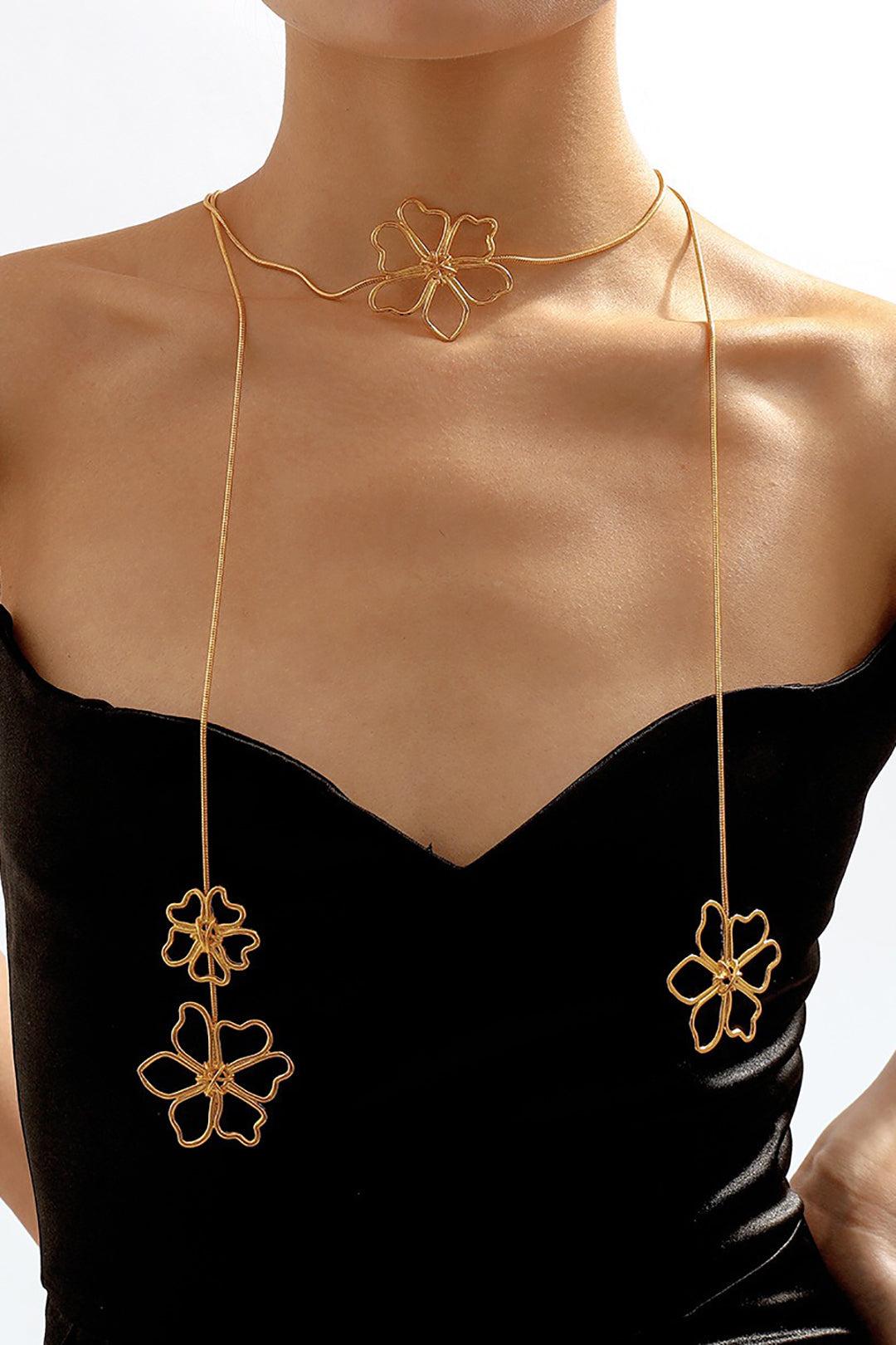 Chic Metal 3D Flower Necklace for Y2K Aesthetic and Coquette Style Outfits