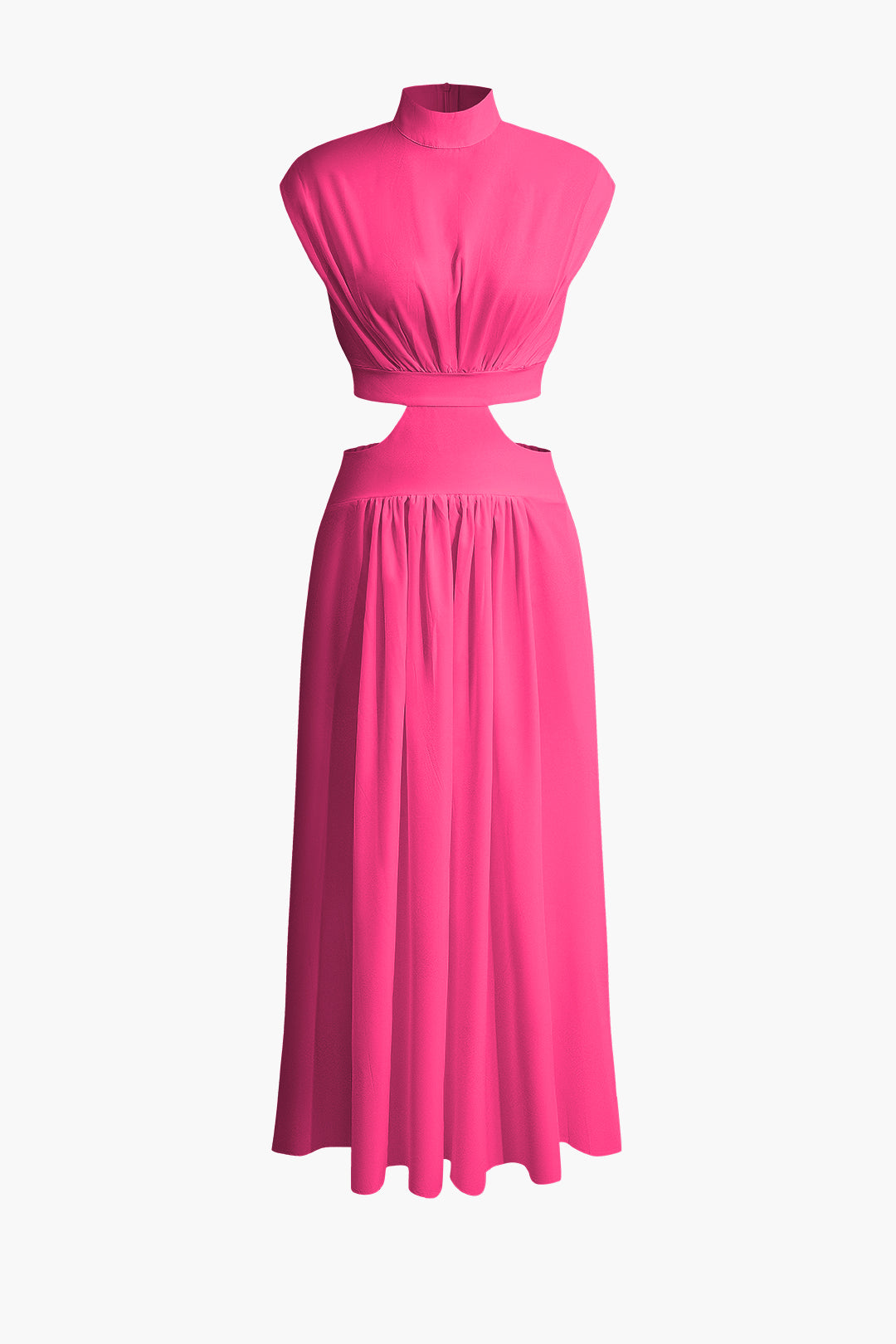 Chic Mock Neck Cut Out Pleated Maxi Dress for Y2K Aesthetic and Coquette Style Chic Mock Neck Cut Out Pleated Maxi Dress for Y2K Aesthetic and Coquette Style