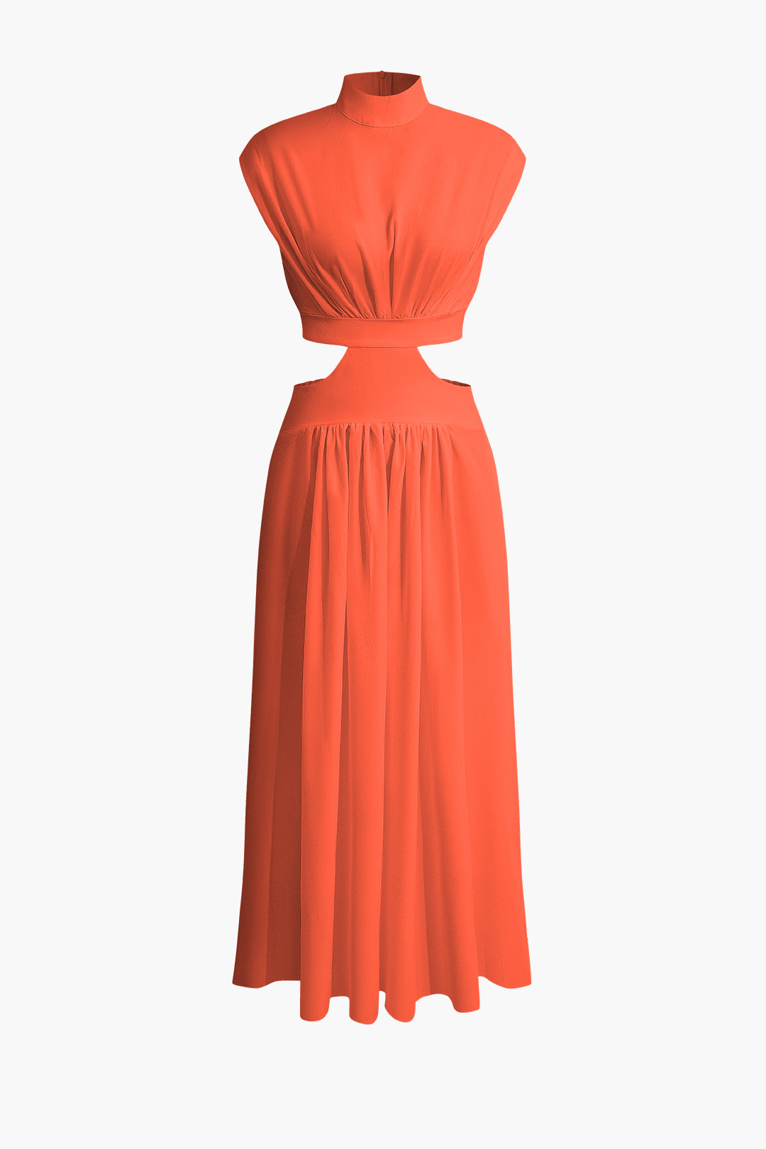 Chic Mock Neck Cut Out Pleated Maxi Dress for Y2K Aesthetic and Coquette Style Chic Mock Neck Cut Out Pleated Maxi Dress for Y2K Aesthetic and Coquette Style
