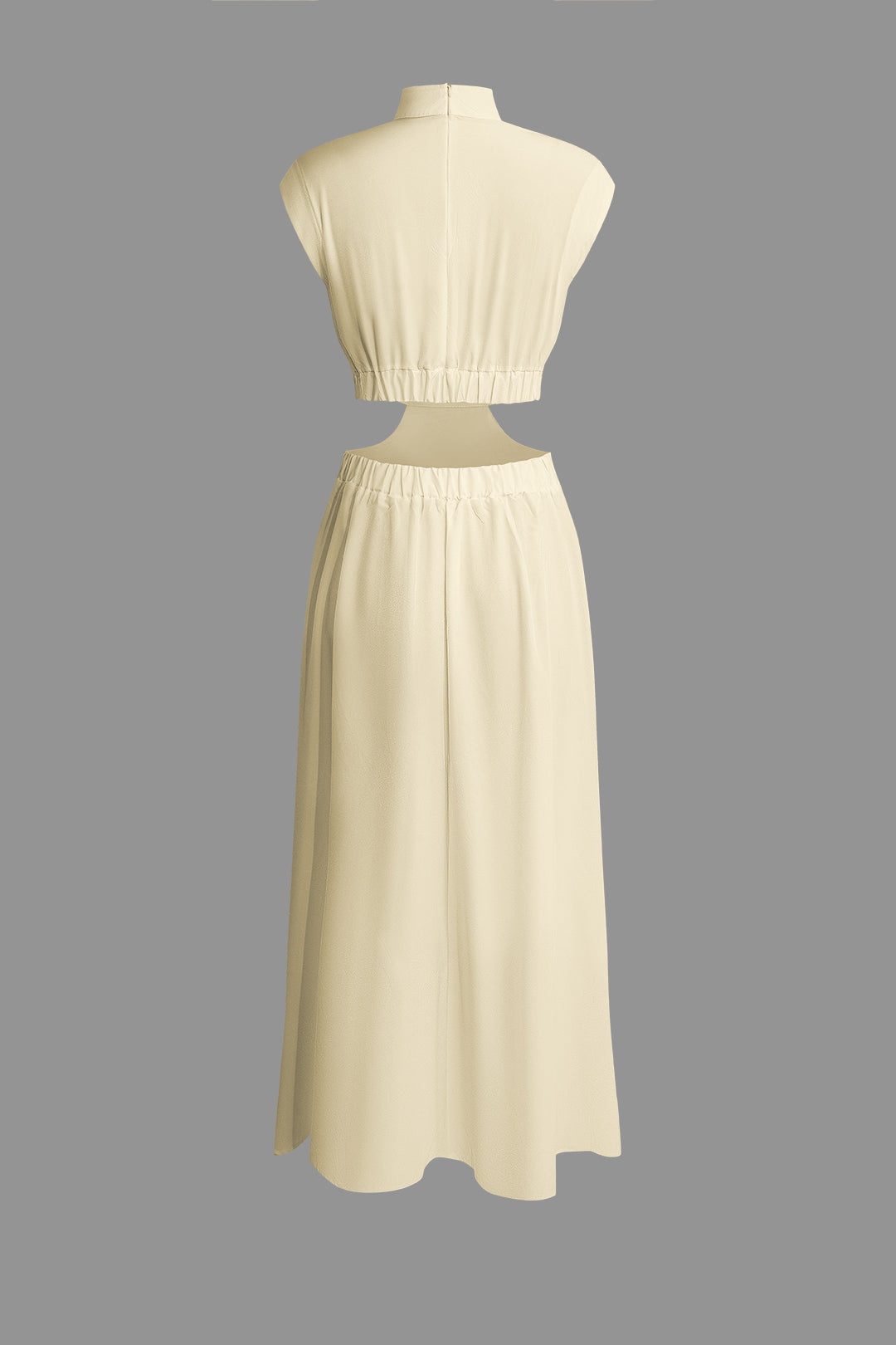 Chic Mock Neck Cut Out Pleated Maxi Dress for Y2K Aesthetic and Coquette Style Chic Mock Neck Cut Out Pleated Maxi Dress for Y2K Aesthetic and Coquette Style