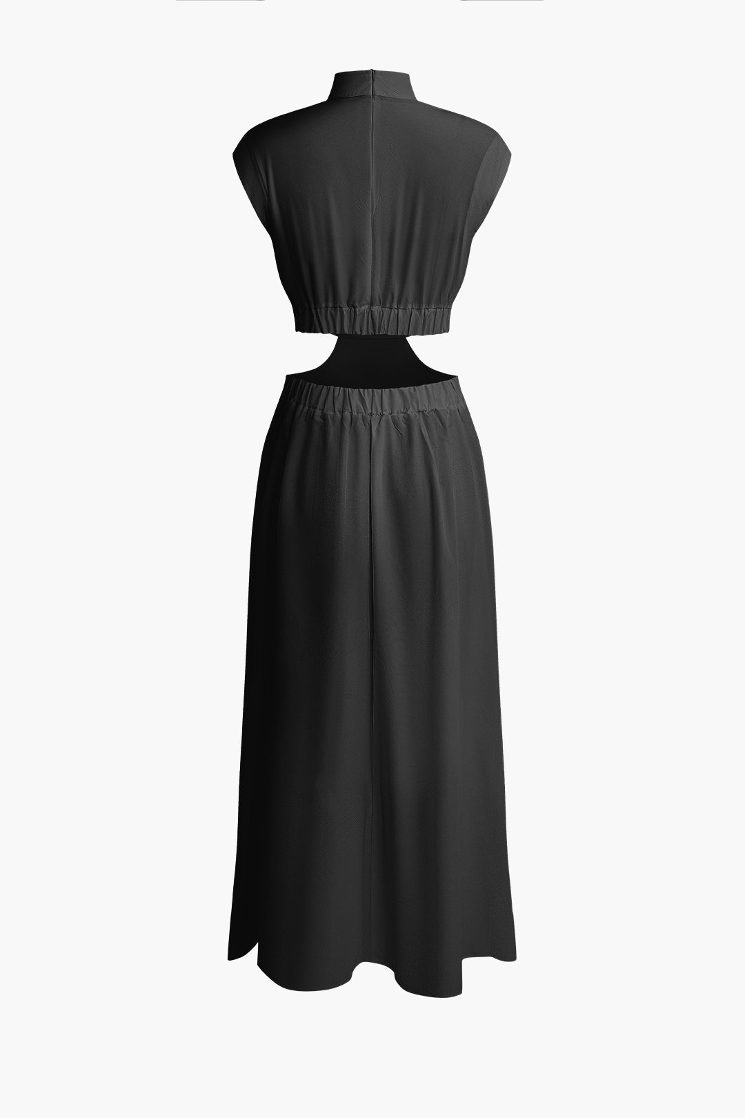 Chic Mock Neck Cut Out Pleated Maxi Dress for Y2K Aesthetic and Coquette Style Chic Mock Neck Cut Out Pleated Maxi Dress for Y2K Aesthetic and Coquette Style