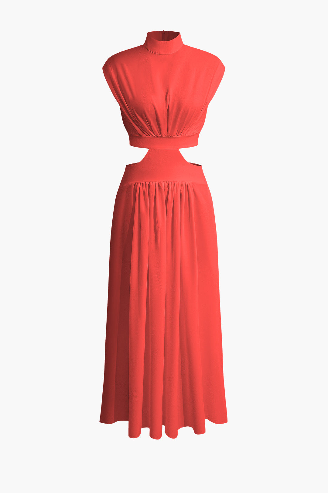 Chic Mock Neck Cut Out Pleated Maxi Dress for Y2K Aesthetic and Coquette Style Chic Mock Neck Cut Out Pleated Maxi Dress for Y2K Aesthetic and Coquette Style