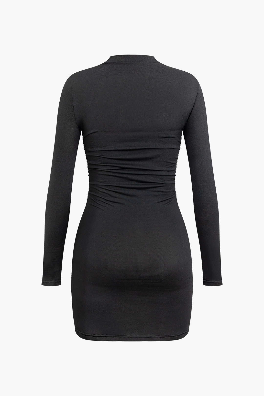 Chic Mock Neck Long Sleeve Ruched Mini Dress for Y2K Aesthetic and Coquette Style Chic Mock Neck Long Sleeve Ruched Mini Dress for Y2K Aesthetic and Coquette Style