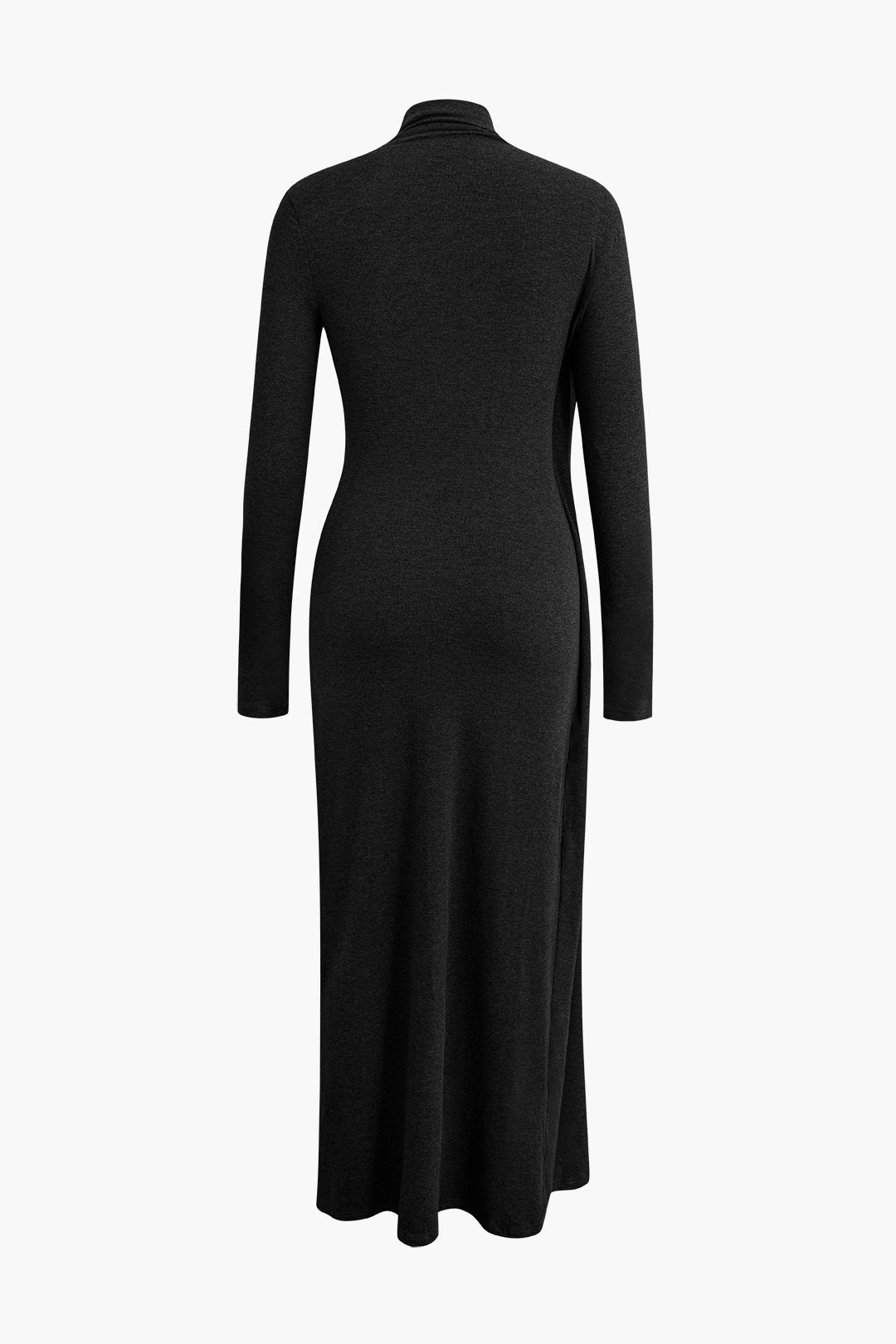 Chic Mock Neck Wrap Ruched Long Sleeve Slit Maxi Dress for Y2K and Coquette Aesthetic Chic Mock Neck Wrap Ruched Long Sleeve Slit Maxi Dress for Y2K and Coquette Aesthetic