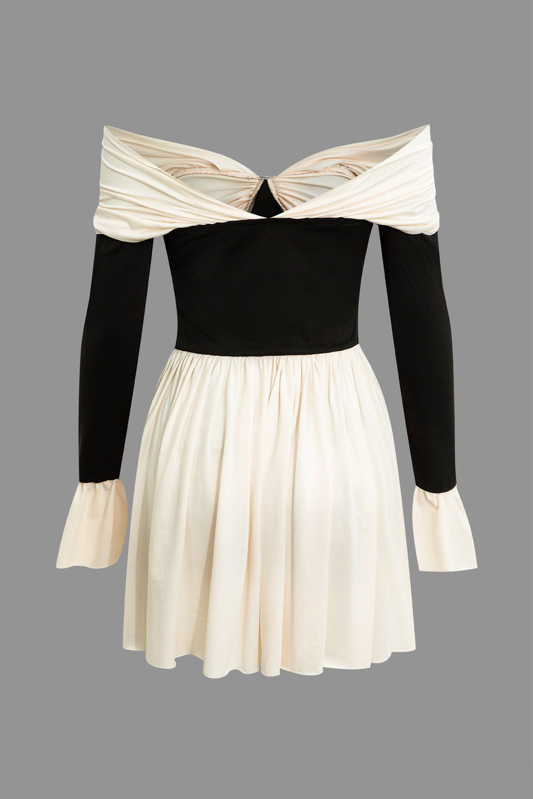 Chic Off Shoulder Knot Bell Sleeve Pleated Mini Dress for Y2K Fashion Lovers Chic Off Shoulder Knot Bell Sleeve Pleated Mini Dress for Y2K Fashion Lovers