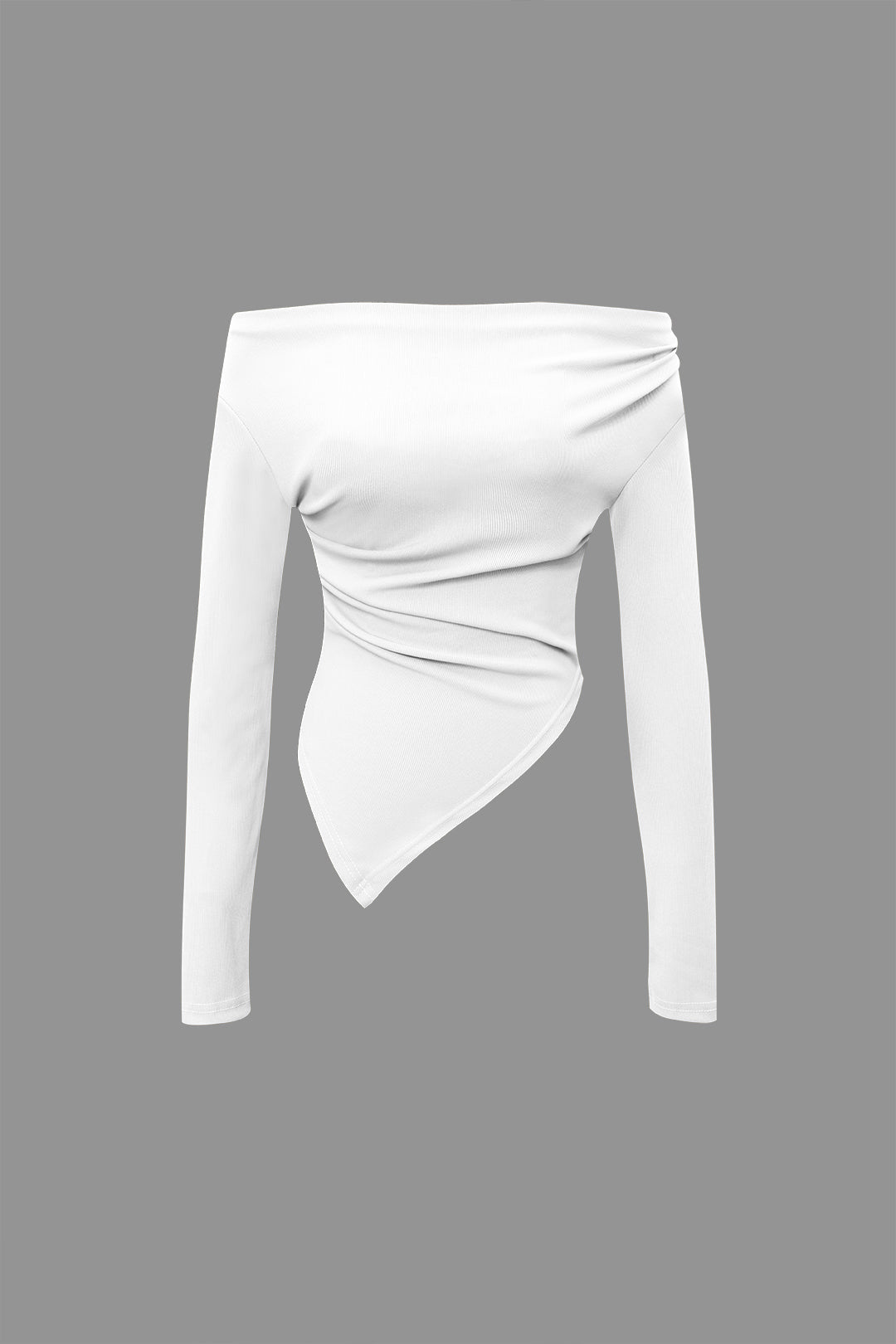 Chic Off Shoulder Ruched Asymmetric Top & Straight Leg Pants Set for Y2K Aesthetic Chic Off Shoulder Ruched Asymmetric Top & Straight Leg Pants Set for Y2K Aesthetic