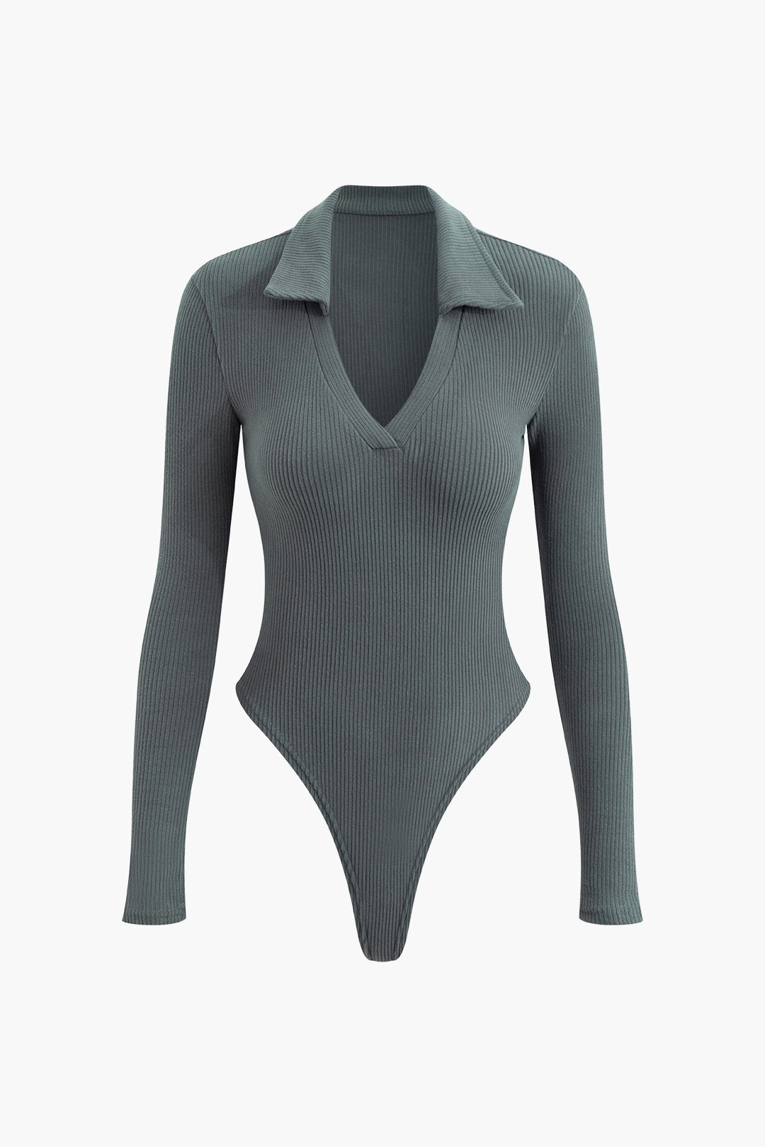 Chic Open Collar Long Sleeve Bodysuit for Y2K Fashion and Coquette Aesthetic Outfits