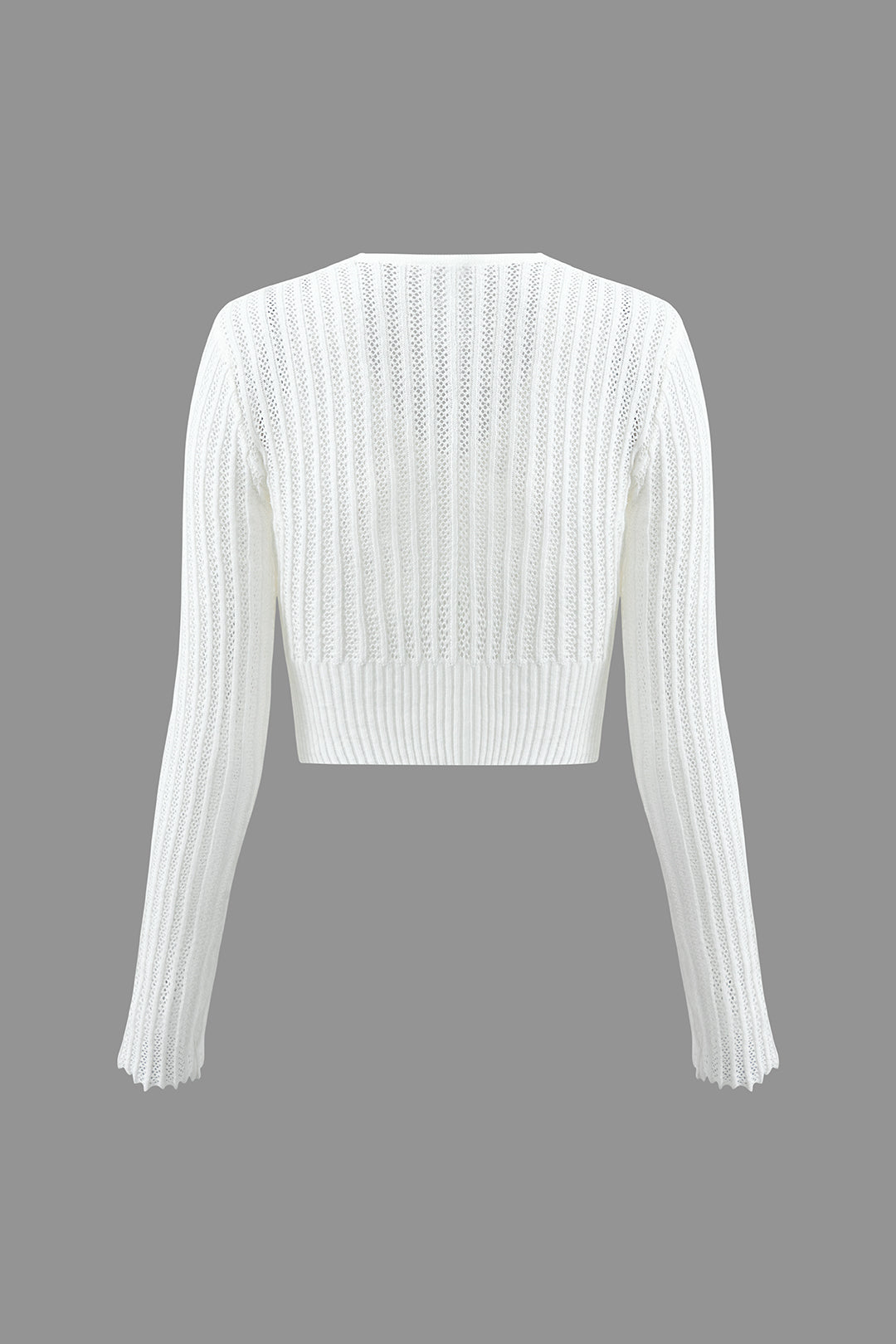 Chic Open Knit V-Neck Button-Up Long Sleeve Top & High-Waist Pants Set for Y2K Aesthetic Chic Open Knit V-Neck Button-Up Long Sleeve Top & High-Waist Pants Set for Y2K Aesthetic