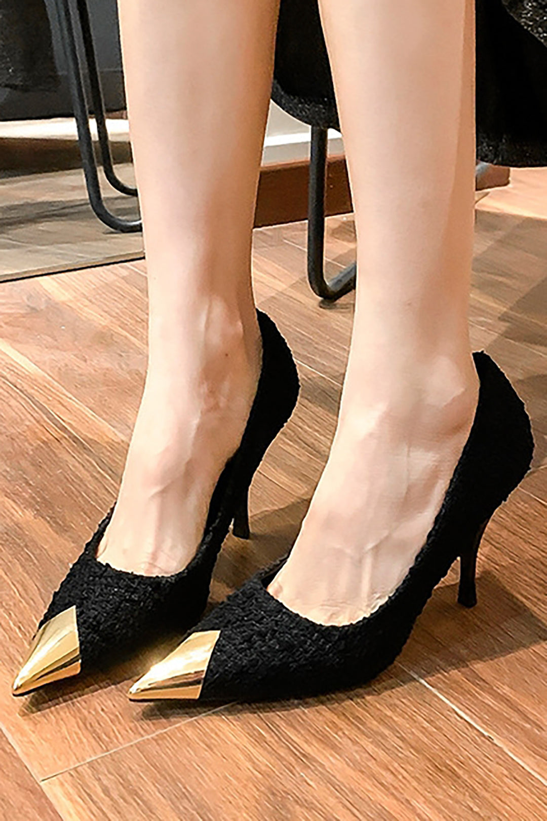 Chic Pointed Toe Tweed Pumps for Y2K Fashion Lovers - Perfect for Coquette Aesthetic Outfits