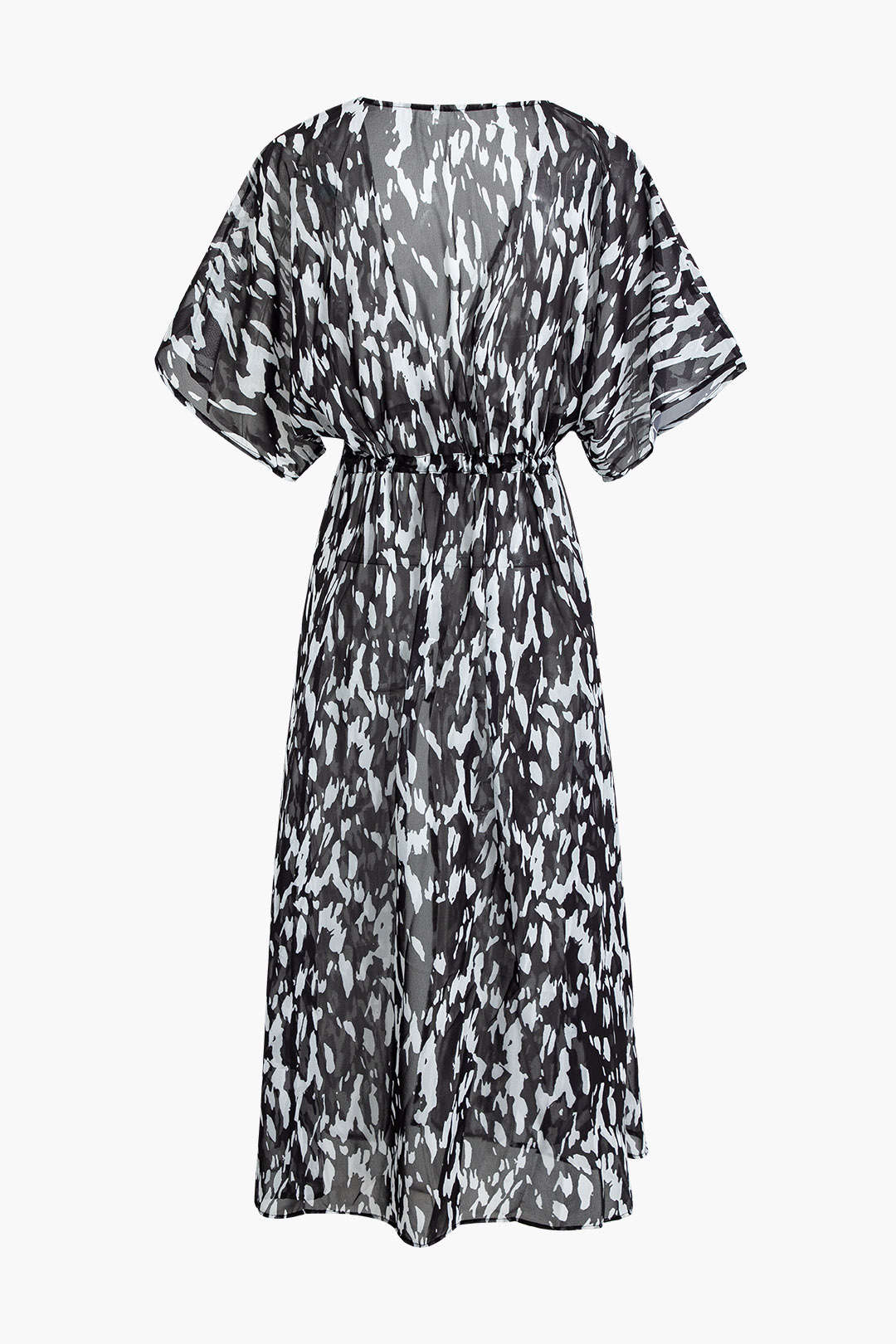 Chic Printed V-Neck Slit Cover Up for Y2K Fashion Lovers and Coquette Aesthetic Enthusiasts Chic Printed V-Neck Slit Cover Up for Y2K Fashion Lovers and Coquette Aesthetic Enthusiasts