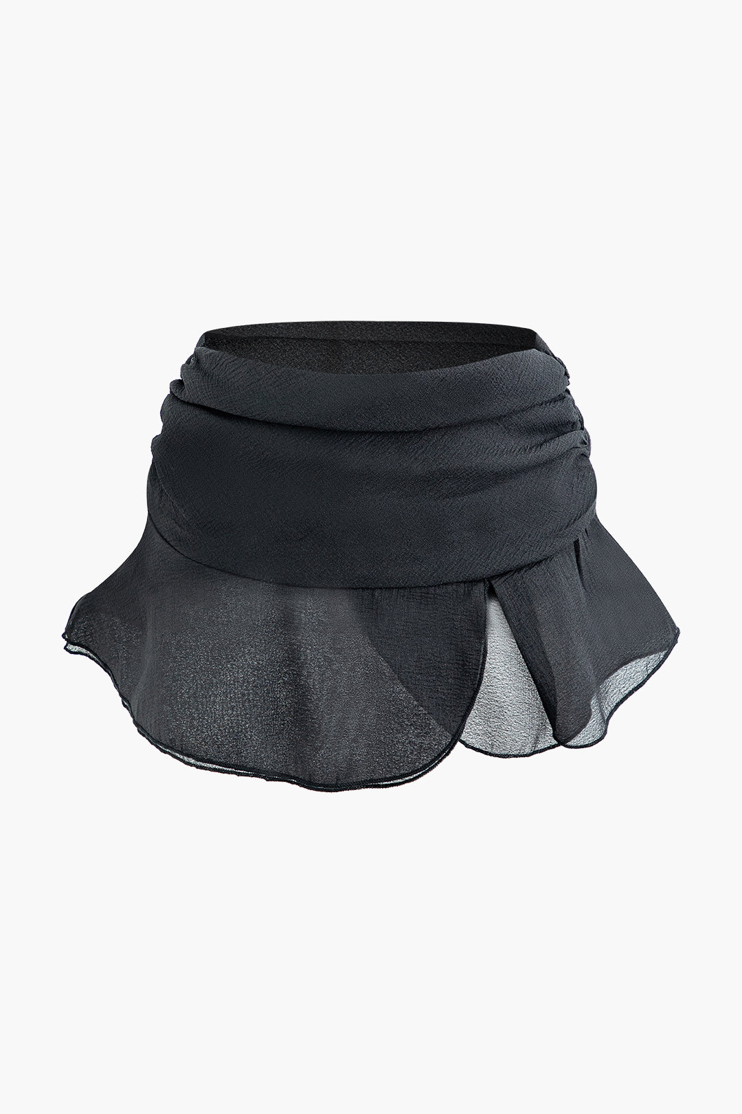 Chic Ruffle Hem Mini Skirt Set with Solid Button-Up Long Sleeve Shirt for Y2K Style Chic Ruffle Hem Mini Skirt Set with Solid Button-Up Long Sleeve Shirt for Y2K Style