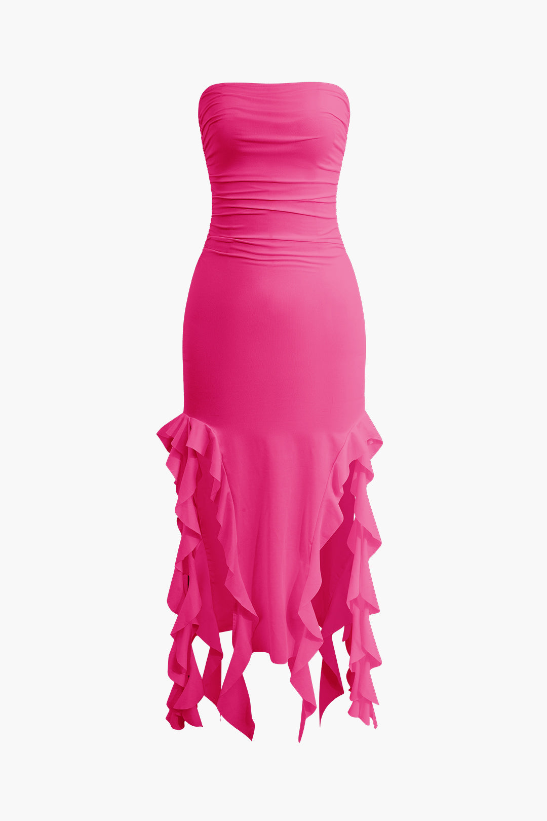 Chic Ruffle Hem Ruched Tube Maxi Dress - Perfect for Y2K Fashion and Coquette Aesthetic Chic Ruffle Hem Ruched Tube Maxi Dress - Perfect for Y2K Fashion and Coquette Aesthetic