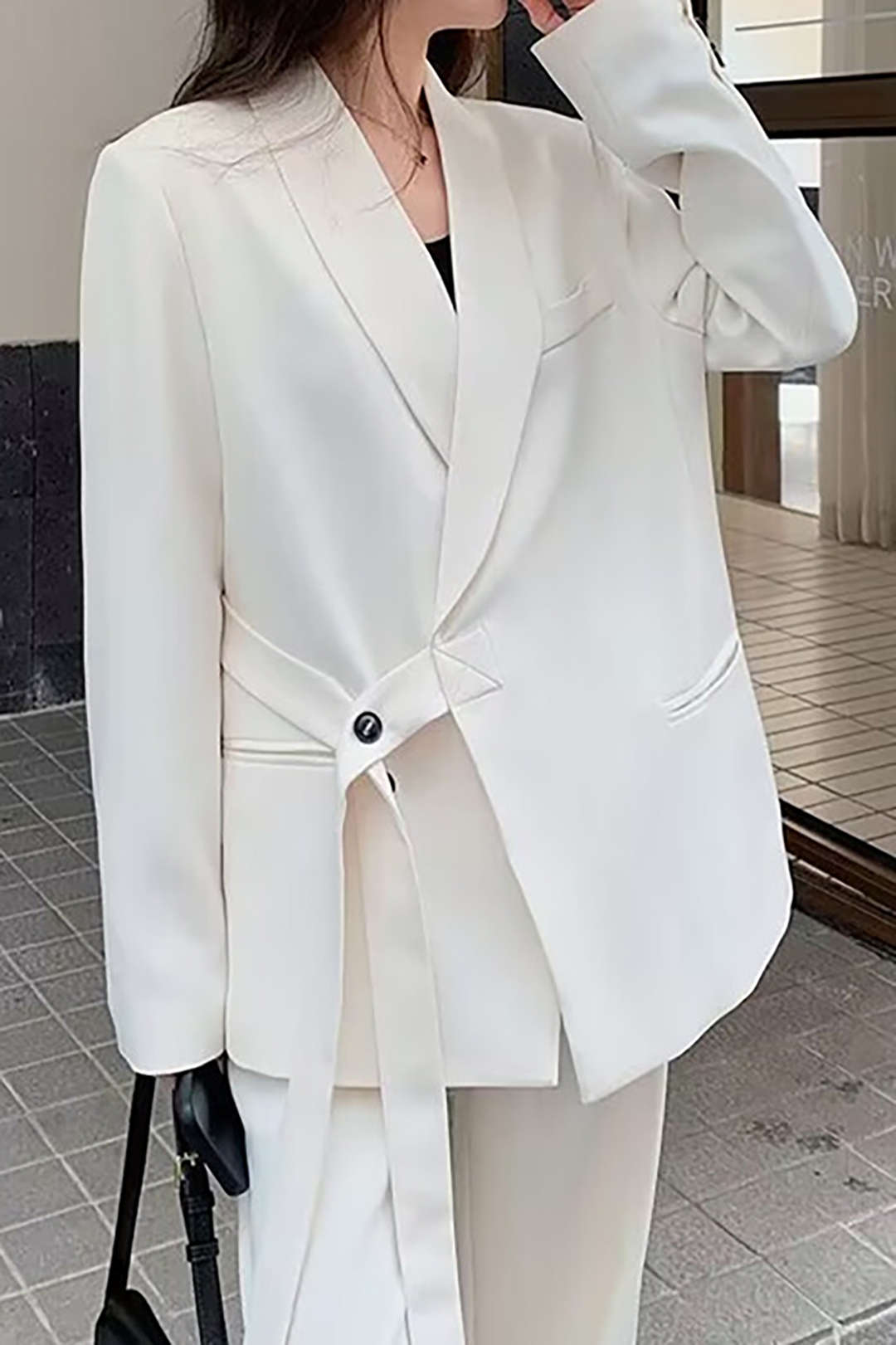 Chic Shawl Lapel Belted Blazer for Y2K Fashion and Coquette Aesthetic Outfits Chic Shawl Lapel Belted Blazer for Y2K Fashion and Coquette Aesthetic Outfits