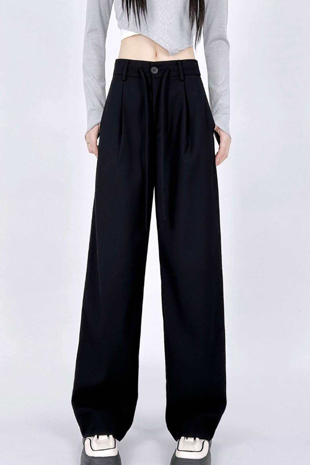 Chic Side Stripe Tie Waist Straight Leg Pants for Y2K Aesthetic and Coquette Style Chic Side Stripe Tie Waist Straight Leg Pants for Y2K Aesthetic and Coquette Style