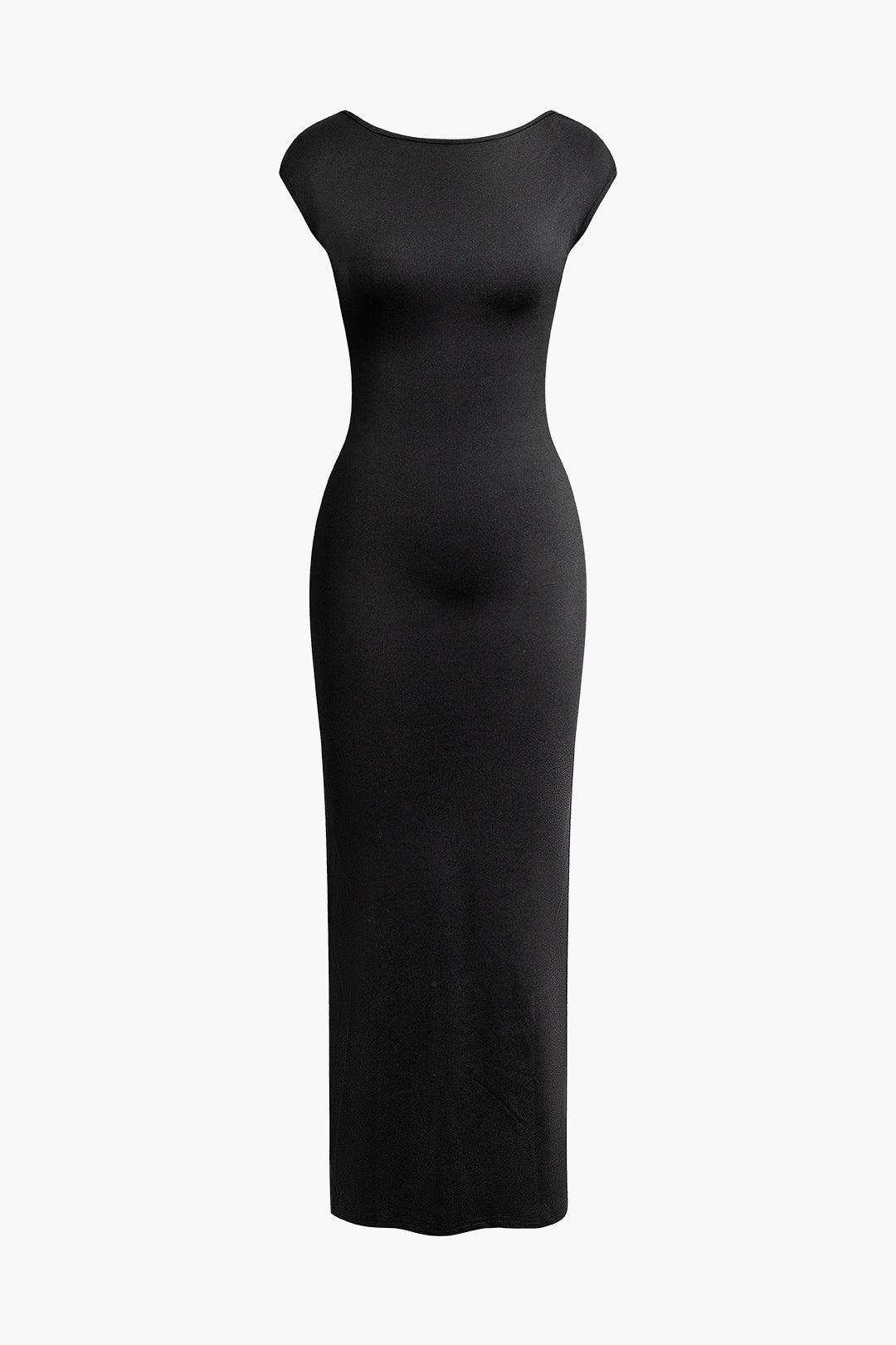 Chic Solid Backless Short Sleeve Maxi Dress for Effortless Y2K Style and Aesthetic Vibes