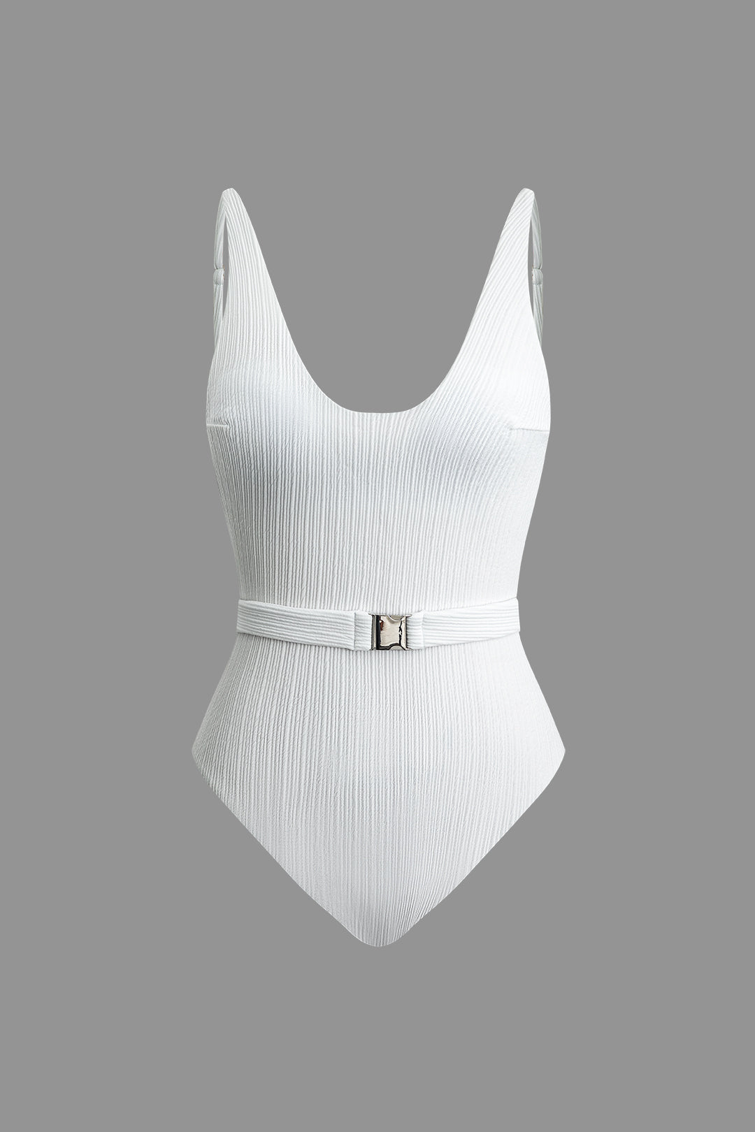 Chic Solid Buckle One-Piece Swimsuit for Y2K Aesthetic Beach Vibes and Summer Fun