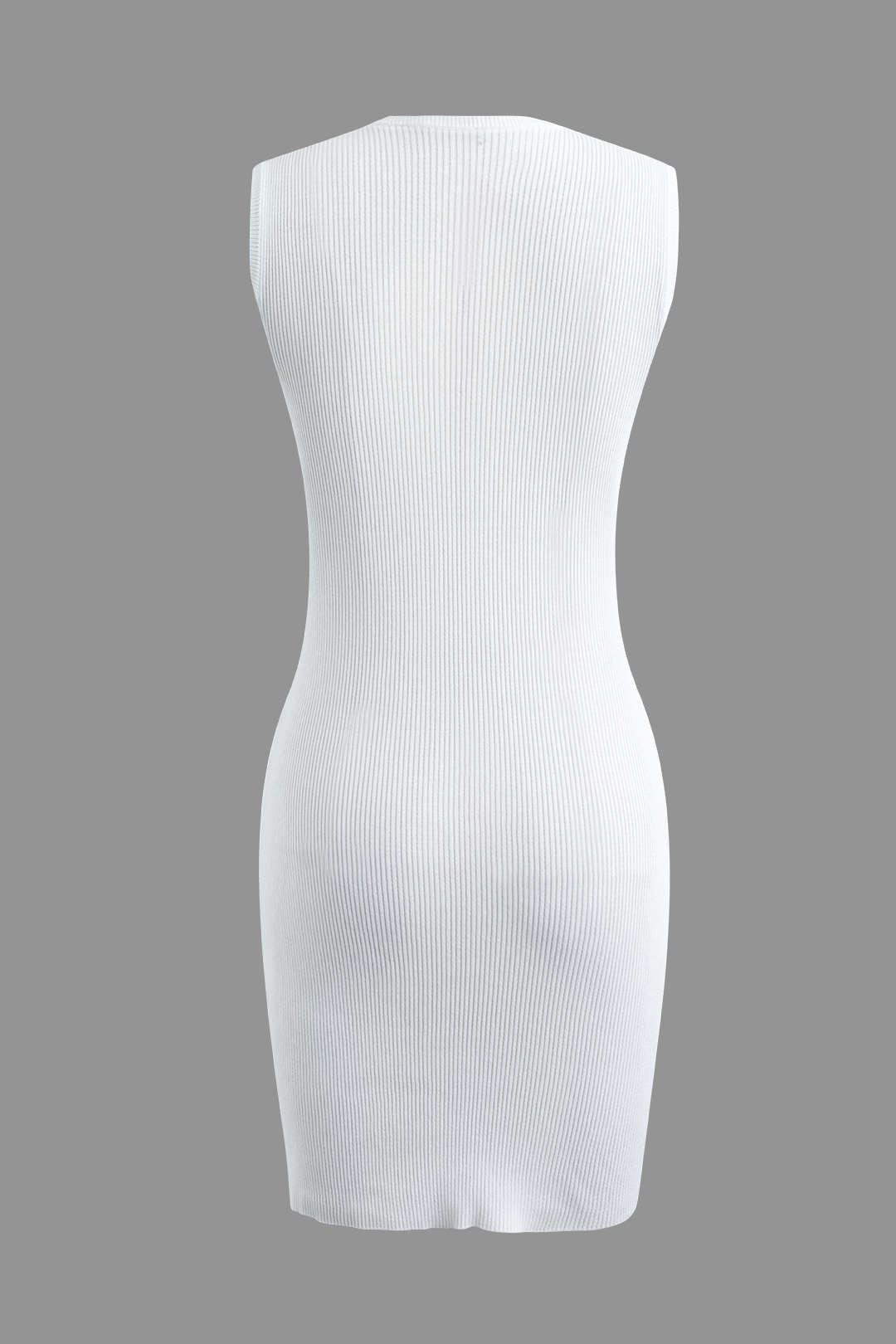 Chic Solid Cut Out Round Neck Rib Knit Sleeveless Mini Dress for Y2K Aesthetic Style Chic Solid Cut Out Round Neck Rib Knit Sleeveless Mini Dress for Y2K Aesthetic Style