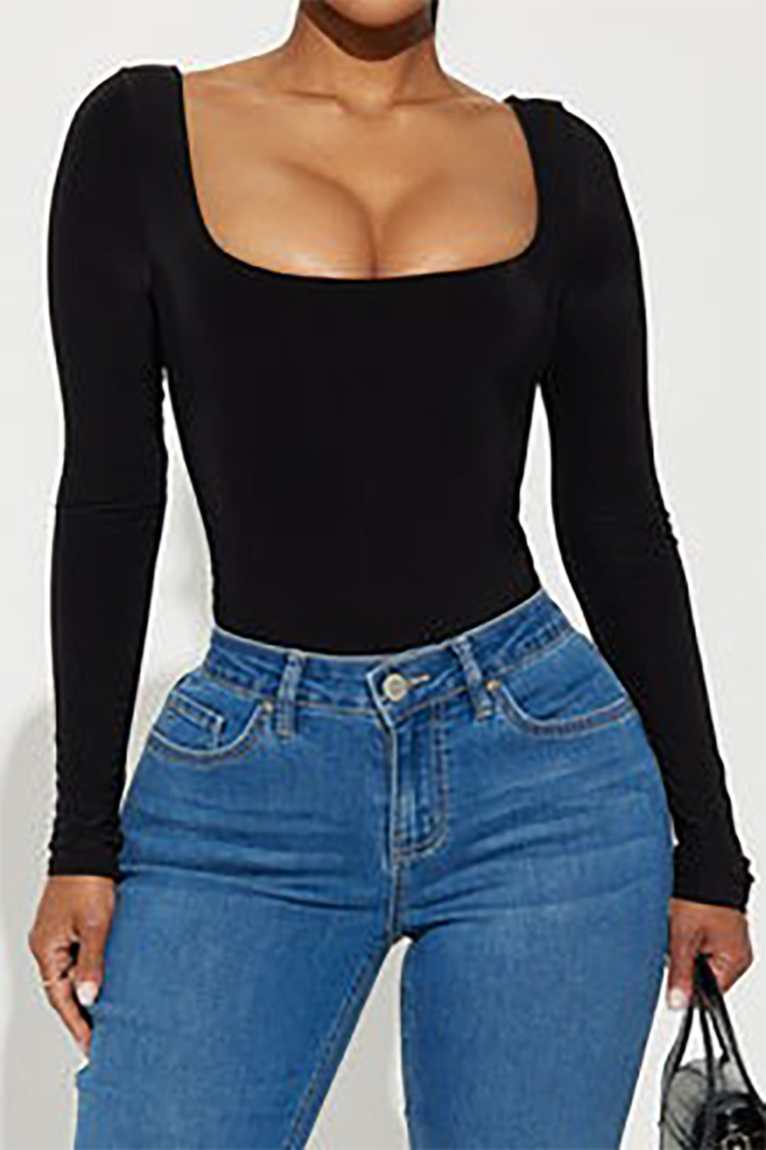 Chic Solid Long Sleeve Bodysuit for Y2K Fashion Lovers - Perfect for Aesthetic Outfits