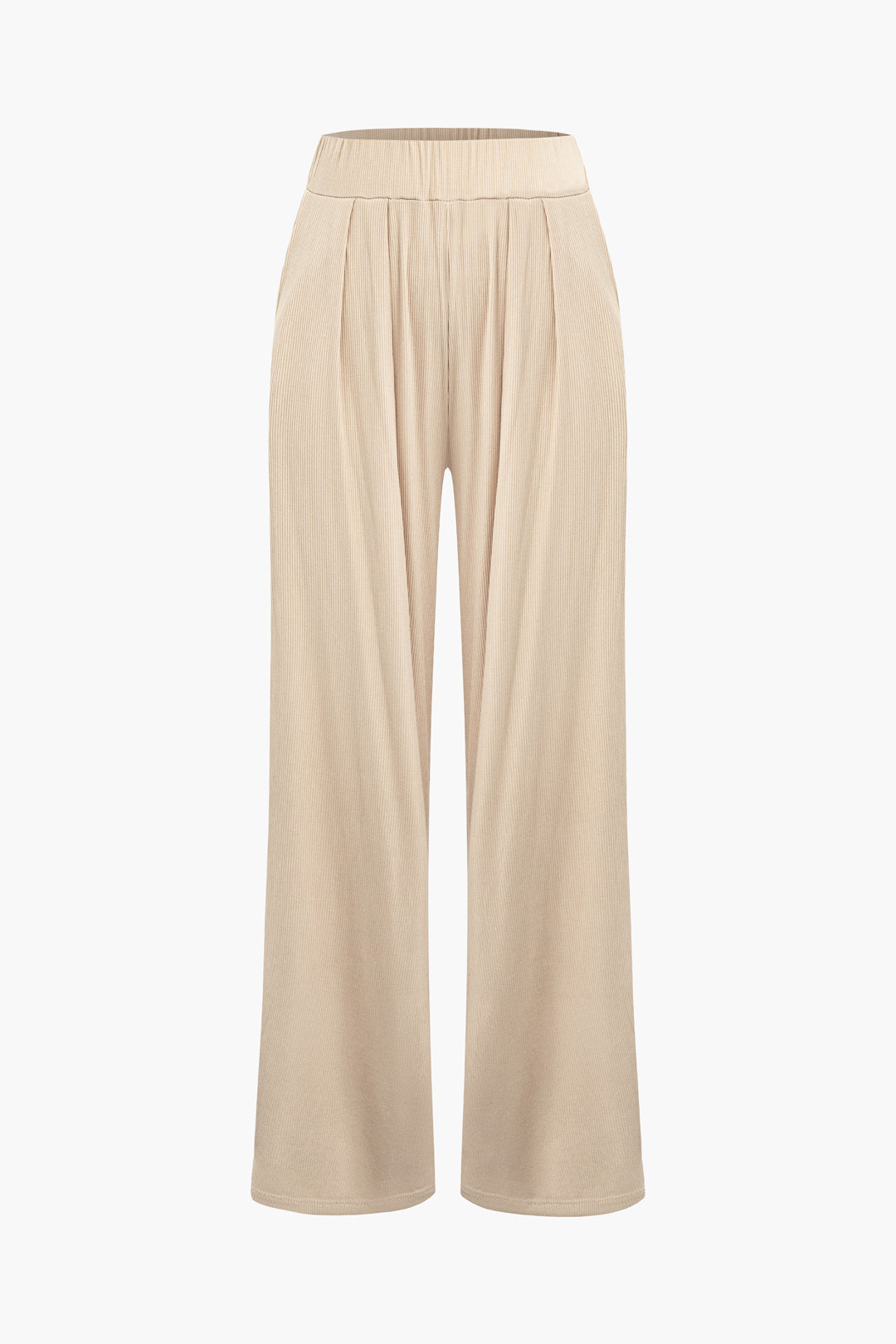 Chic Solid Round Neck Long Sleeve Top & Pleated Straight Leg Pants Set for Y2K Aesthetic Chic Solid Round Neck Long Sleeve Top & Pleated Straight Leg Pants Set for Y2K Aesthetic