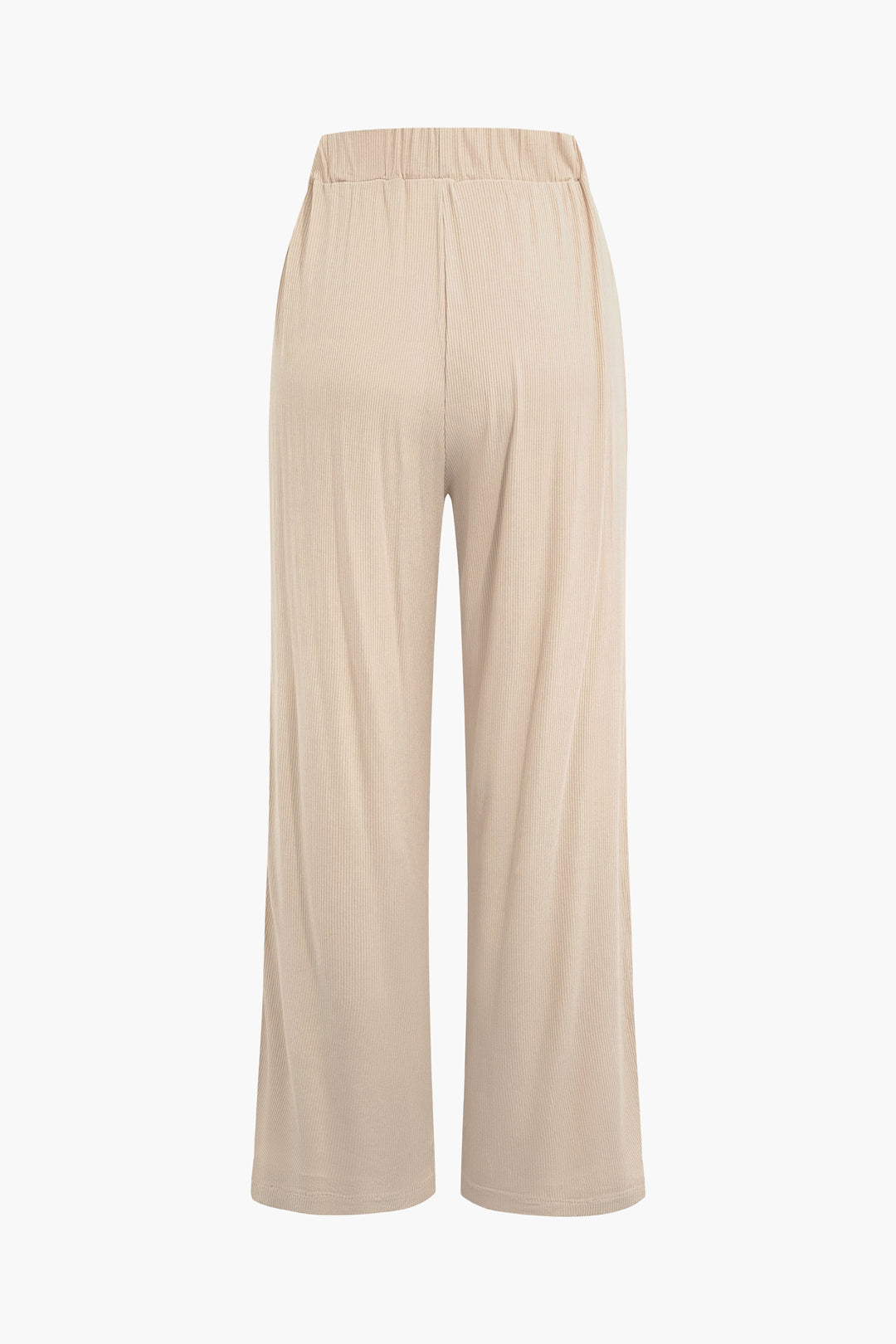 Chic Solid Round Neck Long Sleeve Top & Pleated Straight Leg Pants Set for Y2K Aesthetic Chic Solid Round Neck Long Sleeve Top & Pleated Straight Leg Pants Set for Y2K Aesthetic