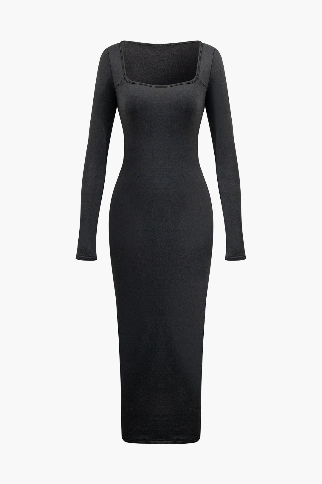 Chic Solid Square Neck Midi Dress for Y2K Fashion Lovers and Coquette Aesthetic Enthusiasts