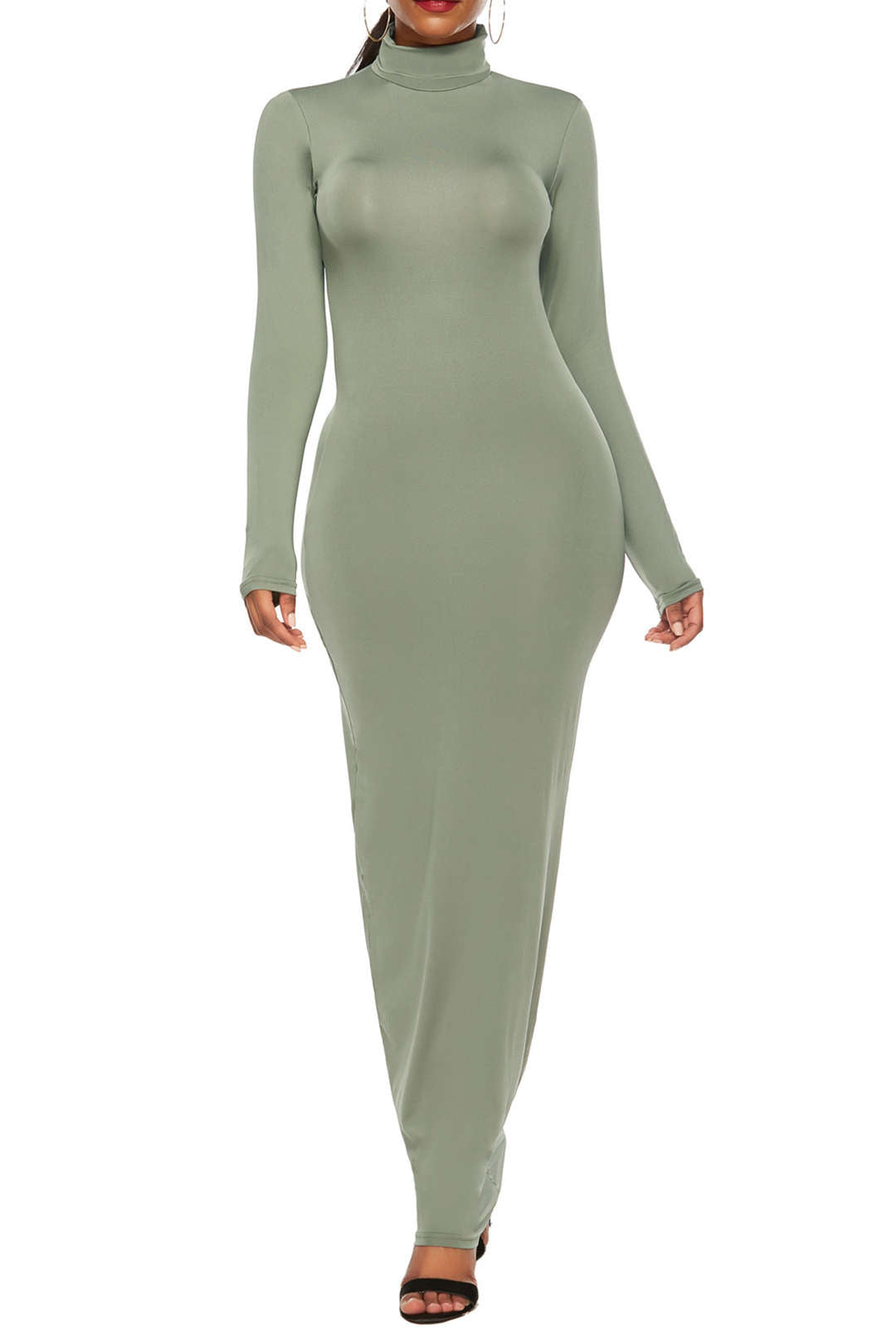 Chic Solid Turtleneck Long Sleeve Maxi Dress for Effortless Y2K Style and Coquette Aesthetic Chic Solid Turtleneck Long Sleeve Maxi Dress for Effortless Y2K Style and Coquette Aesthetic