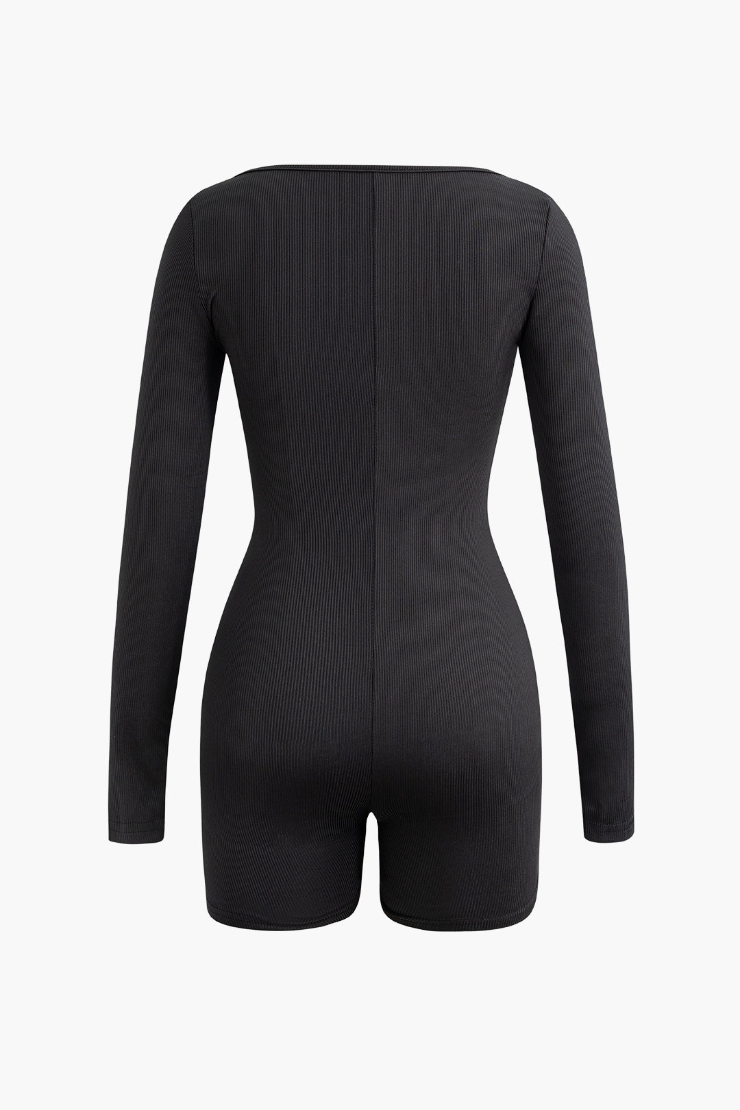 Chic Solid V-Neck Long Sleeve Romper for Y2K Fashion and Coquette Aesthetic Styles