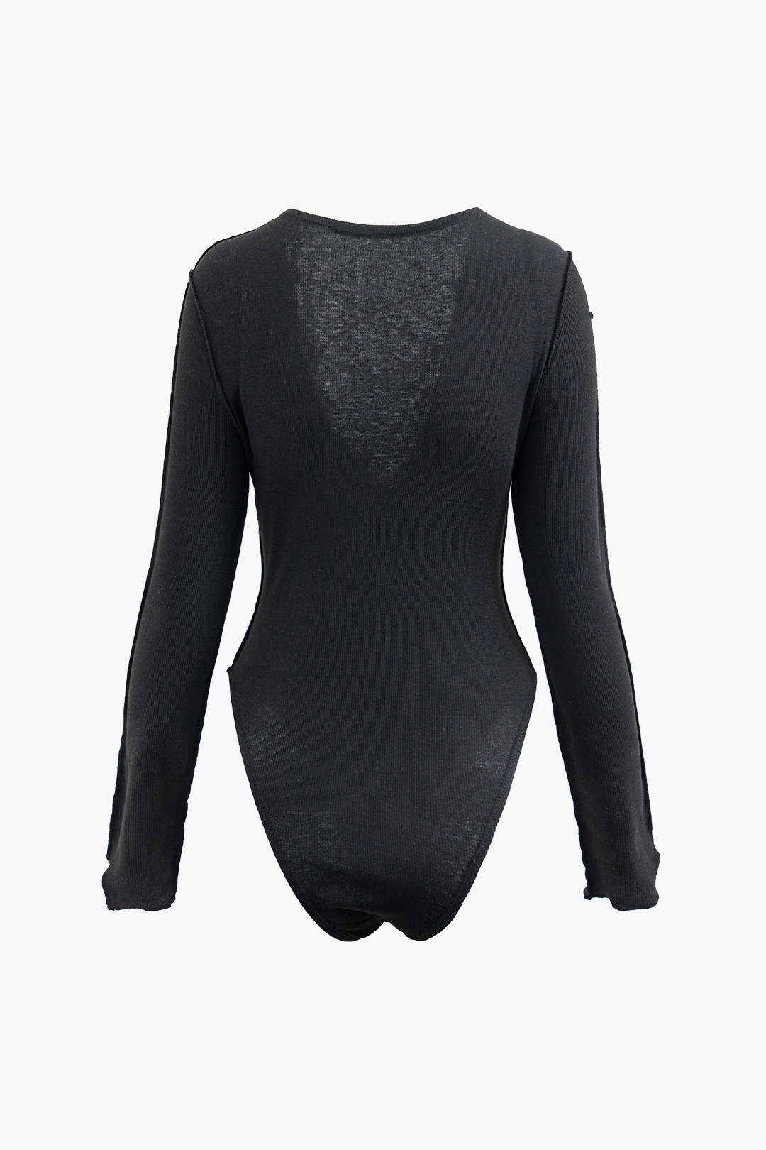 Chic Solid V-Neck Rib Knit Long Sleeve Bodysuit for Y2K Fashion and Aesthetic Outfits