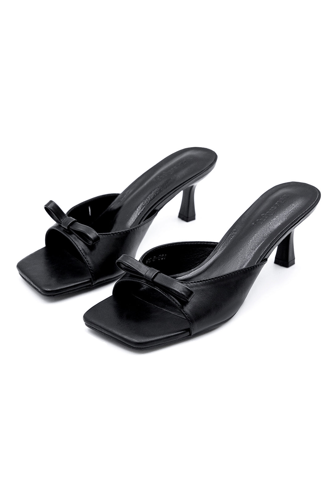 Chic Square Toe Bow Leather Heeled Sandals for Y2K Fashion and Coquette Aesthetic
