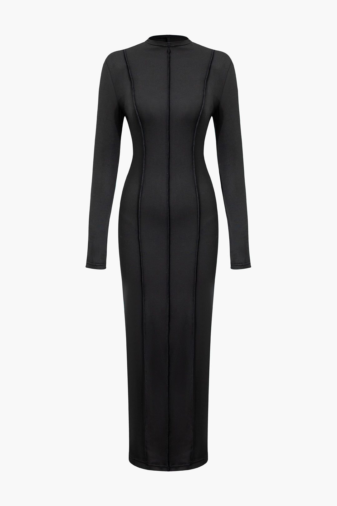 Chic Stitching Mock Neck Maxi Dress - Y2K Aesthetic with Coquette Style Vibes