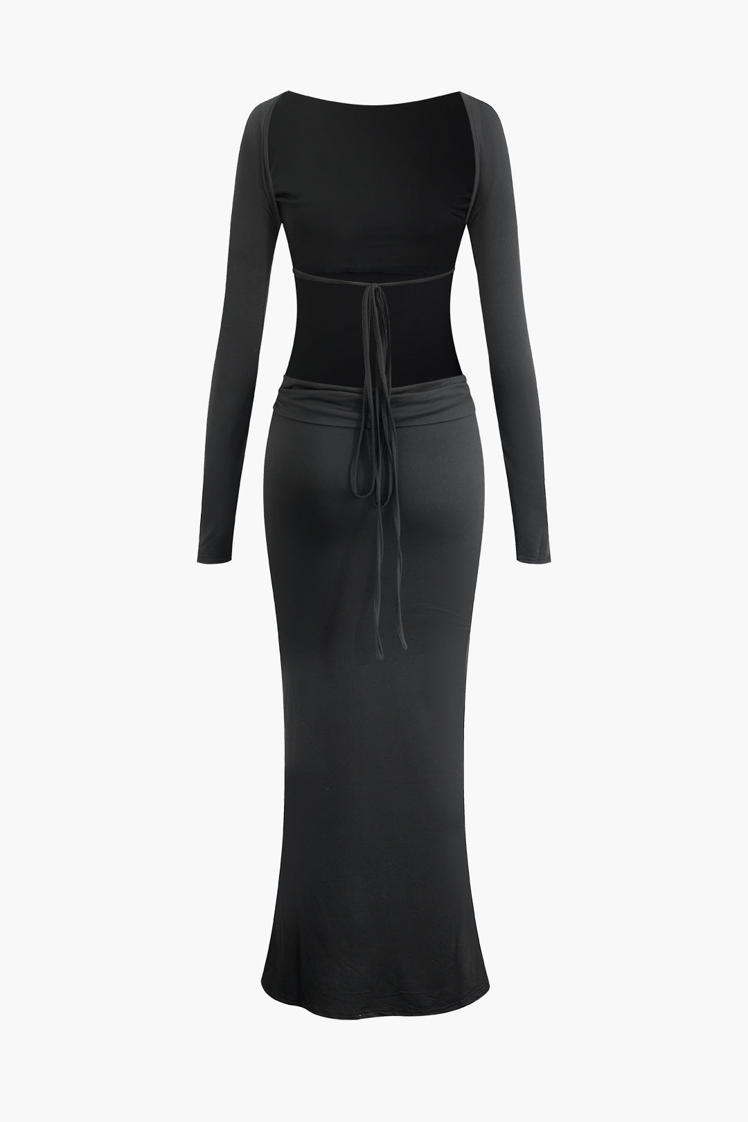 Chic Tie Backless Long Sleeve Maxi Dress for Effortless Y2K Aesthetic Style Chic Tie Backless Long Sleeve Maxi Dress for Effortless Y2K Aesthetic Style