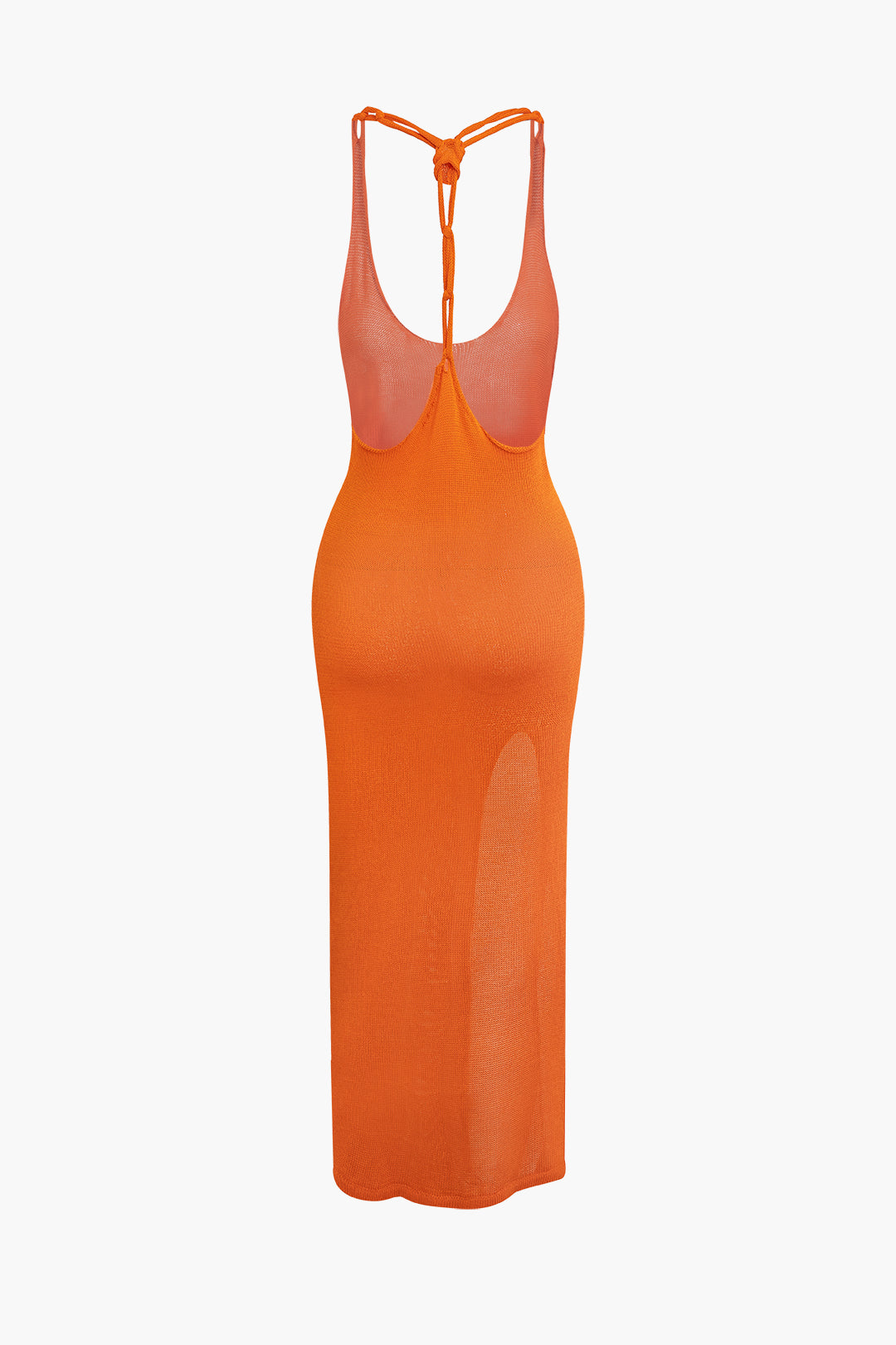 Chic Tie Halter Backless Slit Knit Midi Dress for Y2K Aesthetic and Coquette Style Chic Tie Halter Backless Slit Knit Midi Dress for Y2K Aesthetic and Coquette Style