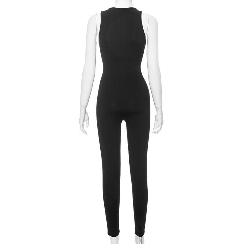 Chic U-Neck Sleeveless Lace Patchwork Jumpsuit for Y2K Fashion Lovers Chic U-Neck Sleeveless Lace Patchwork Jumpsuit for Y2K Fashion Lovers