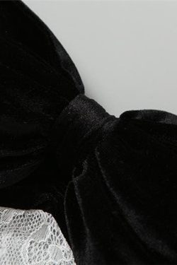 Chic Velvet Bowknot Lace Ruffle Backless Tube Crop Top for Y2K and Coquette Aesthetic