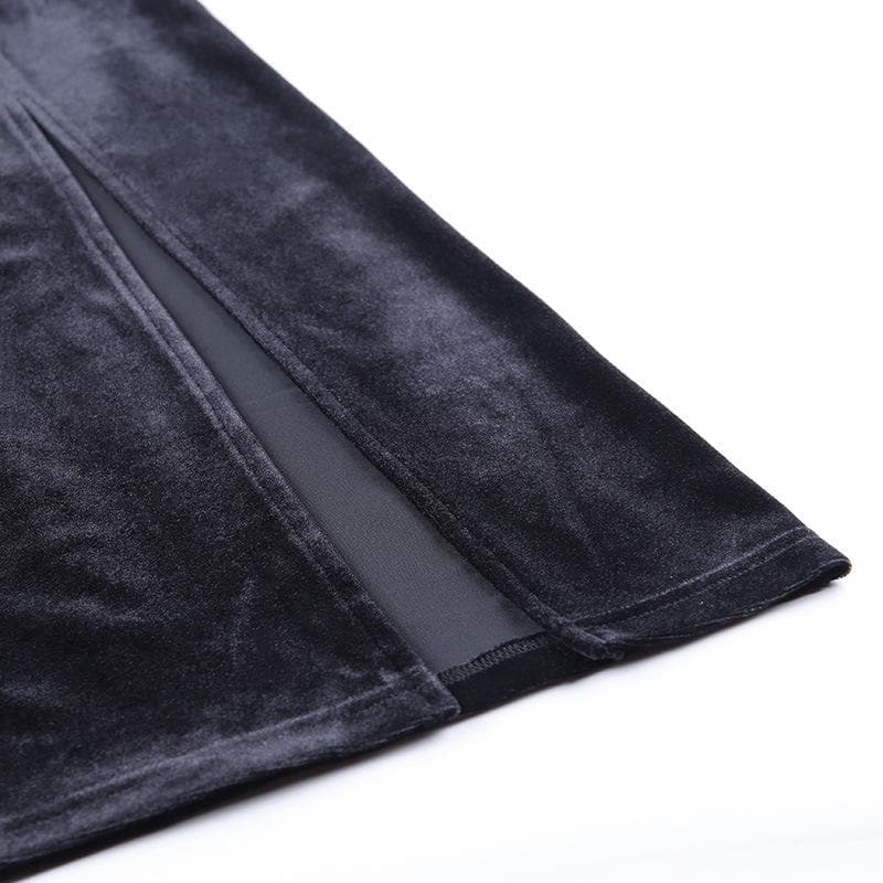 Chic Velvet Feather Sleeveless Slit Zip-Up Midi Dress for Y2K and Coquette Aesthetic Chic Velvet Feather Sleeveless Slit Zip-Up Midi Dress for Y2K and Coquette Aesthetic