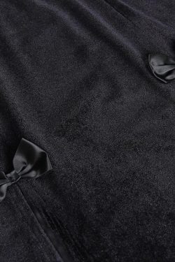 Chic Velvet High Rise Maxi Skirt with Slit and Bowknot Detail for Y2K Aesthetic