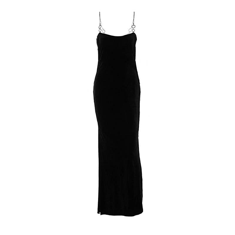 Chic Velvet O-Ring Hollow Out Backless Maxi Dress for Y2K and Coquette Aesthetic Chic Velvet O-Ring Hollow Out Backless Maxi Dress for Y2K and Coquette Aesthetic